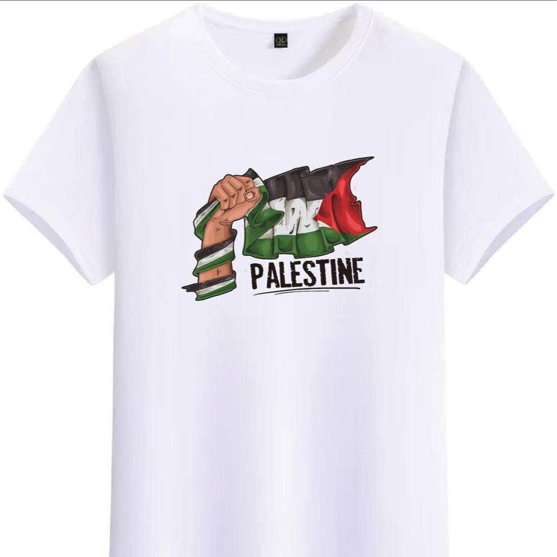 High-Quality Handheld Palestine Flag Shirt: 100% Cotton with Vibrant Print