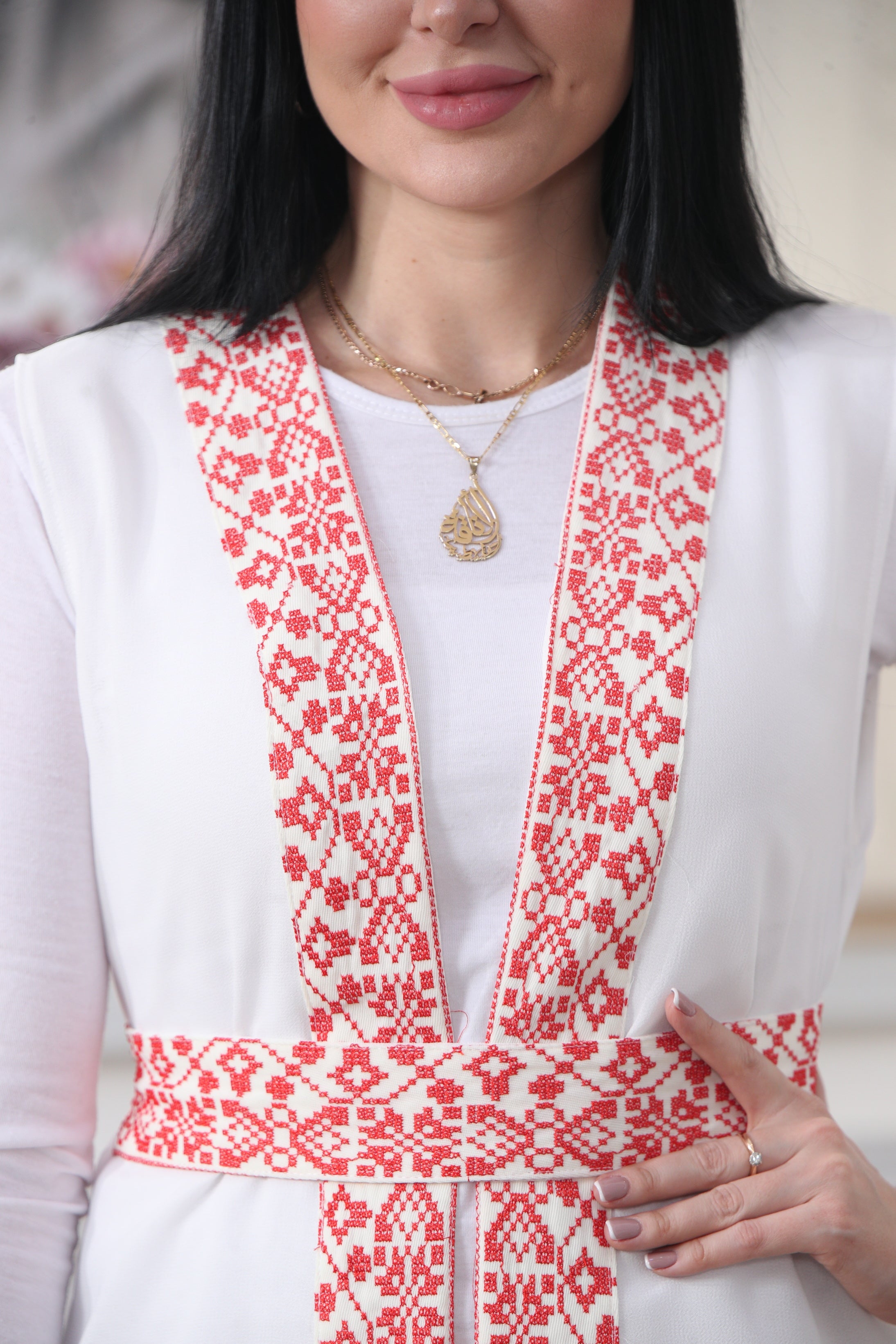 White Chiffon Vest  Colorful Embroidered