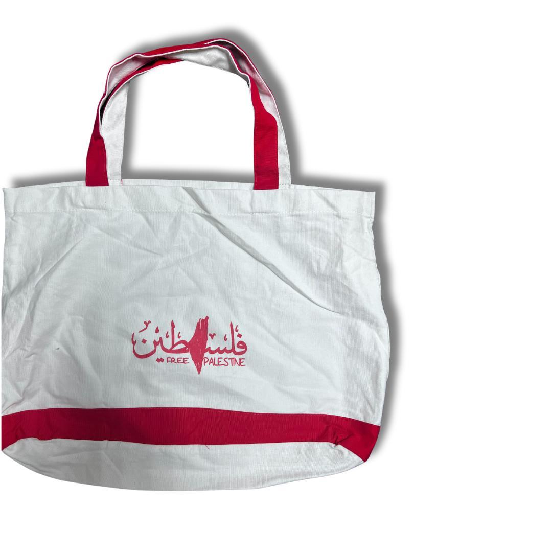 Handmade Red Tote Bag with Unique Palestine Designs – Stylish Cultural Statement