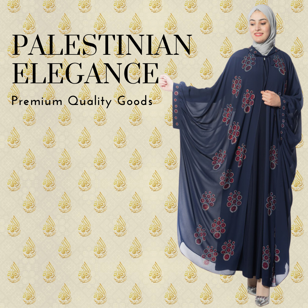 Abaya palestina única de dos piezas con diamantes