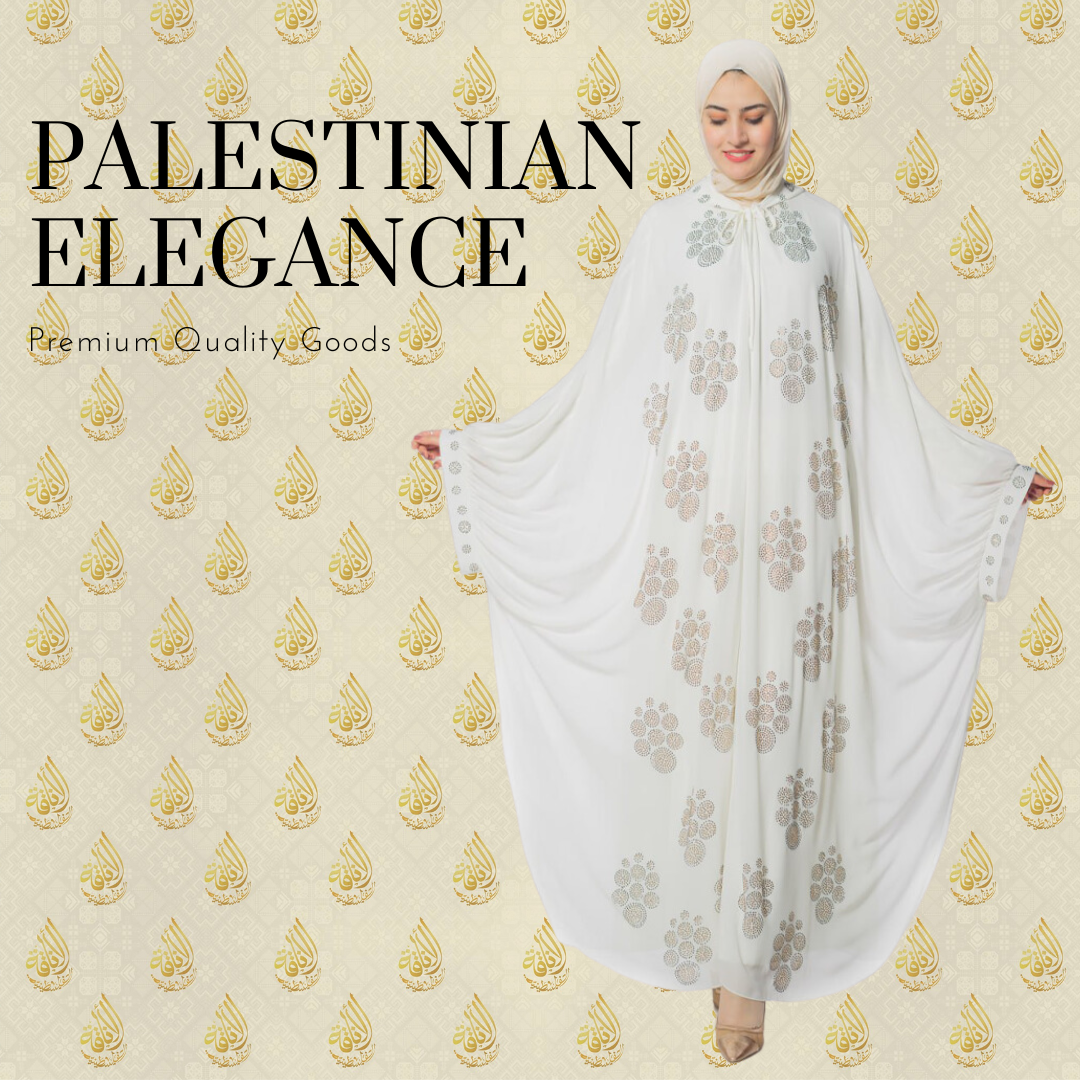 Abaya palestina única de dos piezas con diamantes