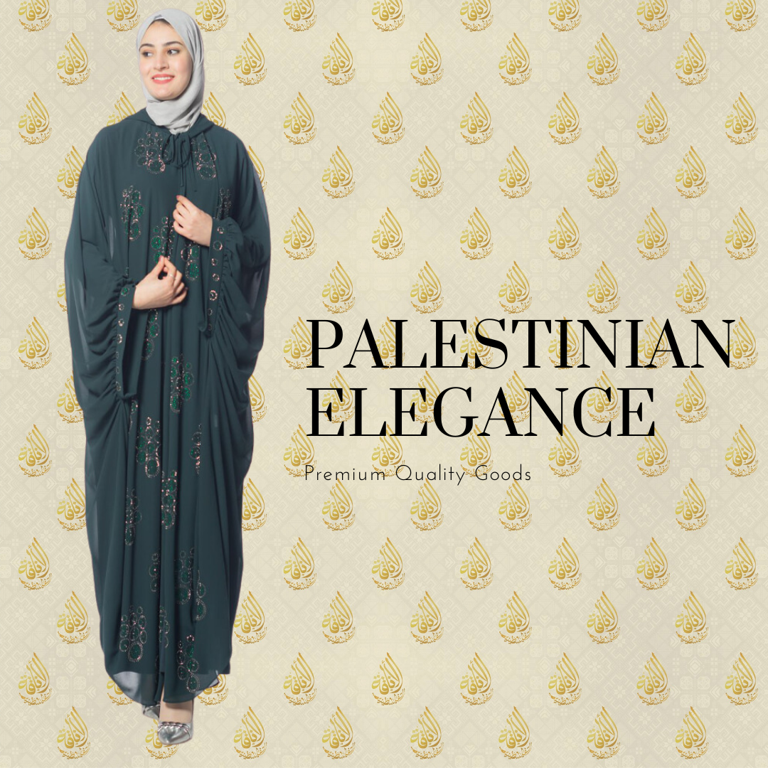 Abaya palestina única de dos piezas con diamantes