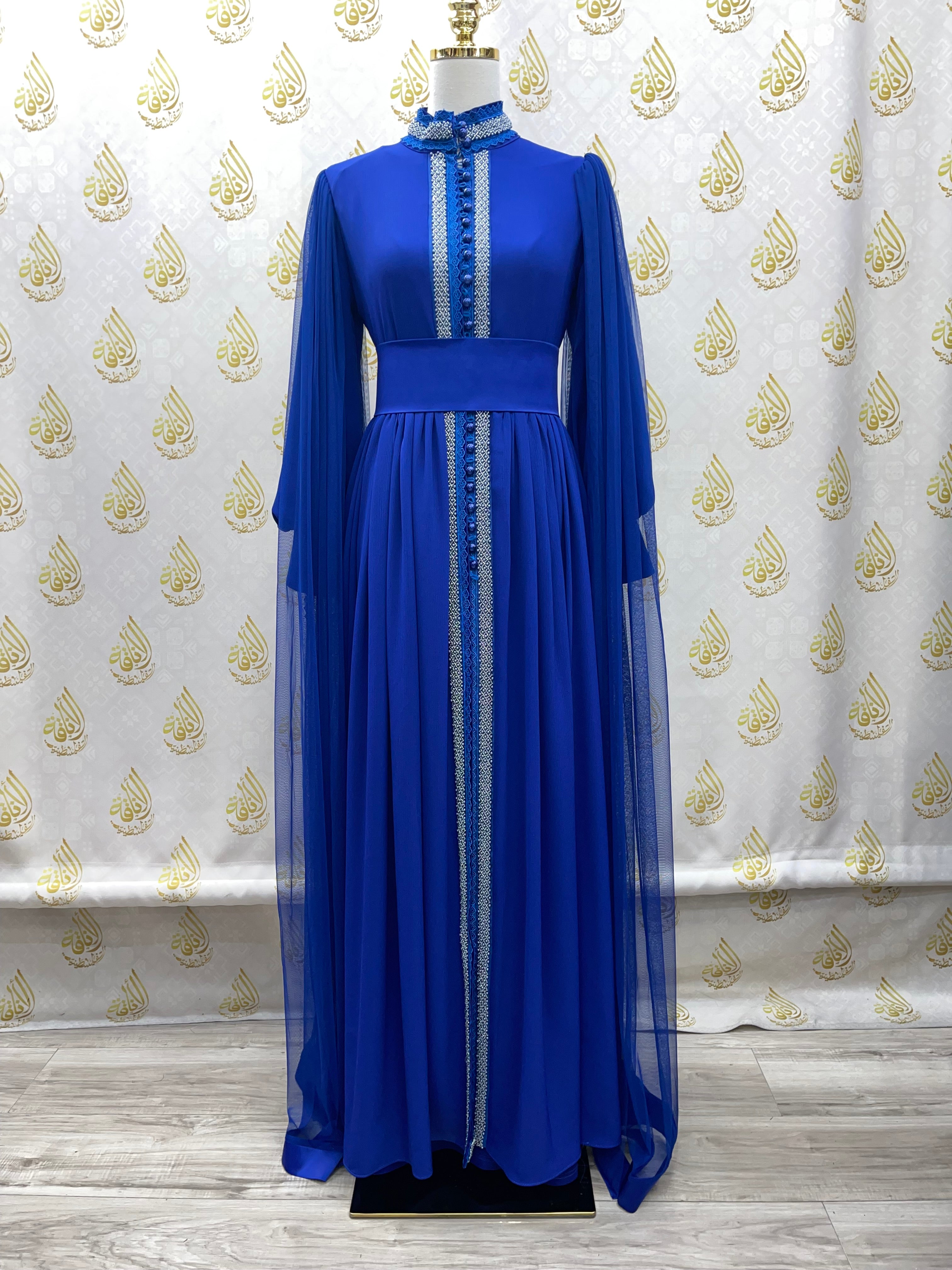 Cloak Sleeves Formal Dress with beads & Pearls