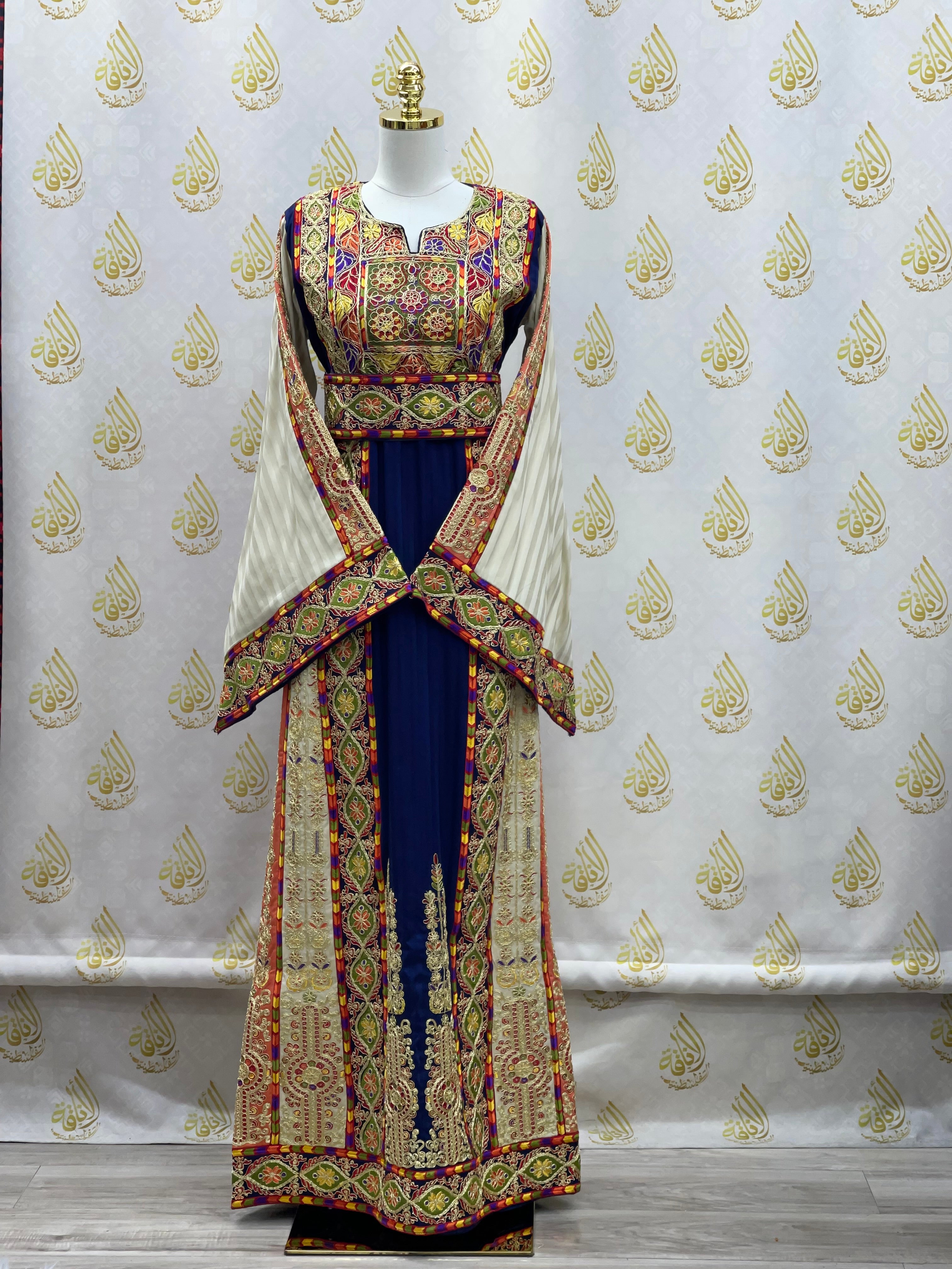 Embroidery Striped Malka Qasab Thoub: Traditional Elegance and Timeless Beauty