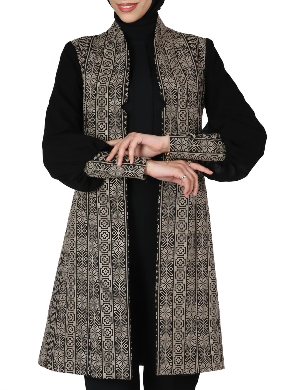 Puff Chiffon Sleeve Mid Embroidery Jacket: Luxury and Sophisticated Elegance