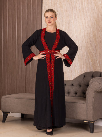 Embroidery Black-Red Cardigan: Timeless Elegance and Versatility