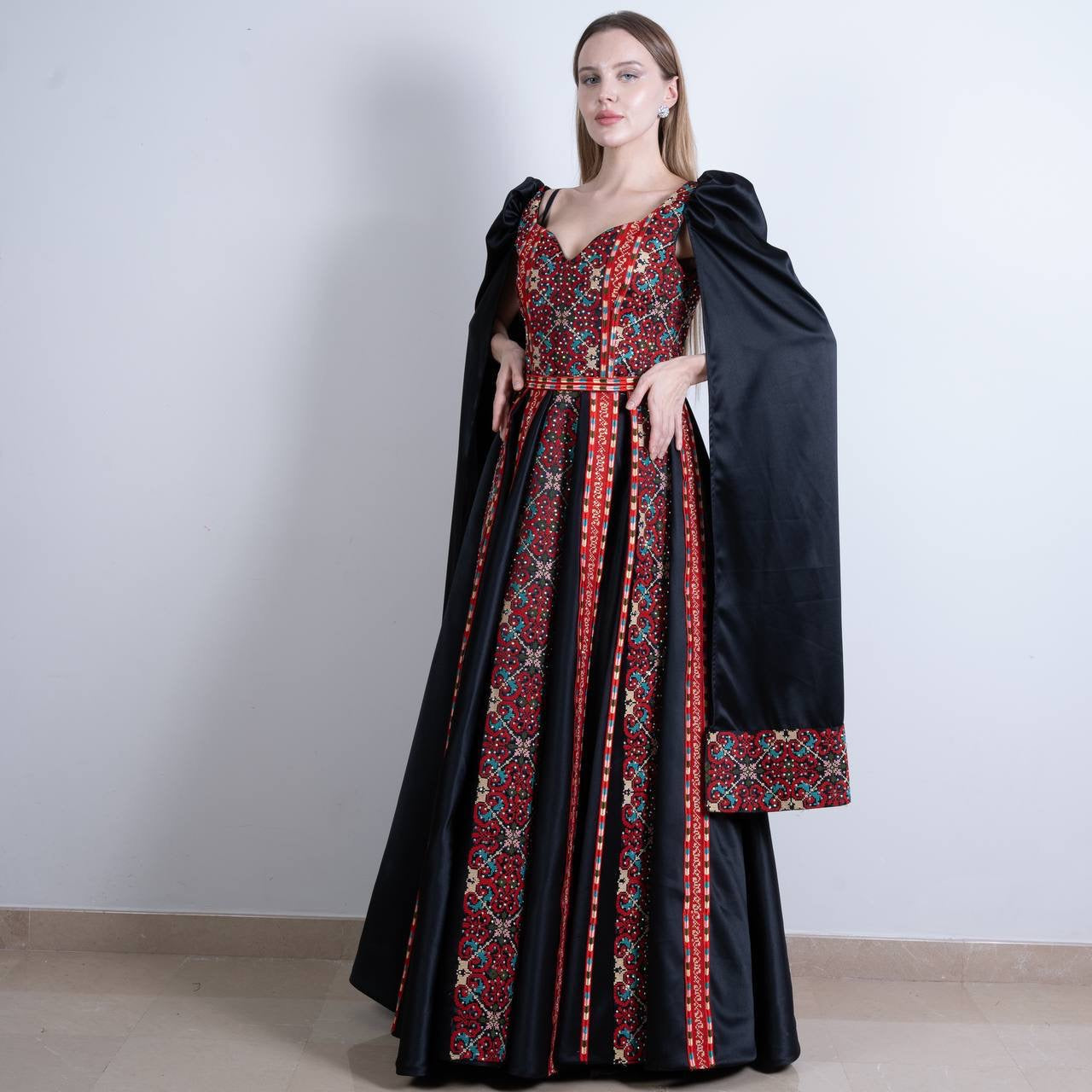 Intricate Tatreez Embroidery Ball Gown: Elegance and Cultural Heritage