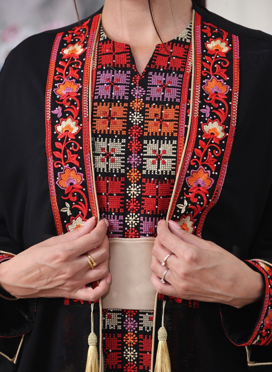 Embroidered Arabic Letters Cardigan: Elegance with Cultural Flair