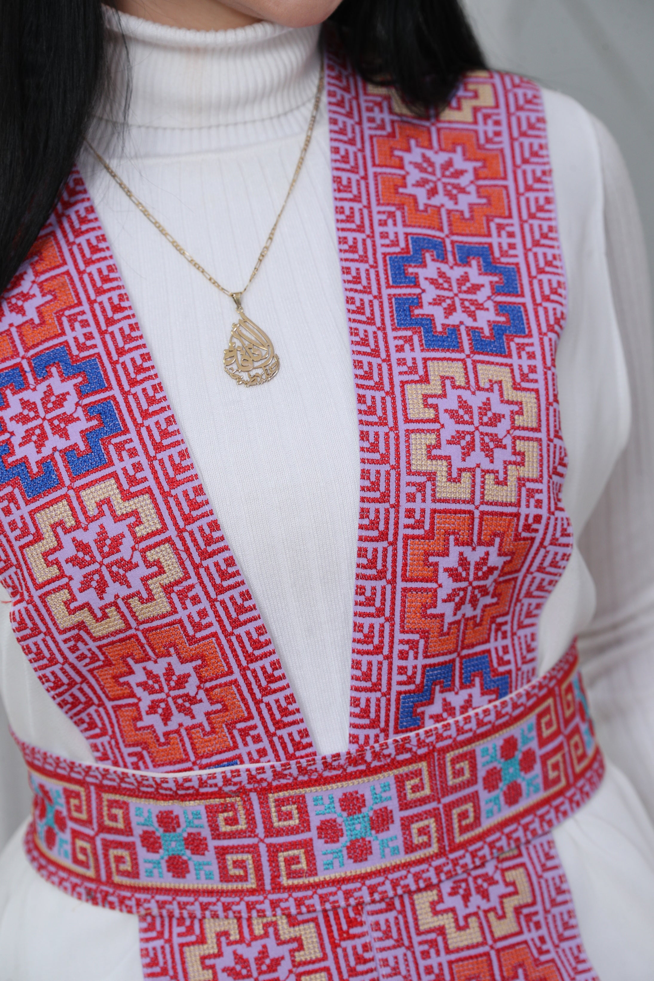 White Chiffon Vest  Colorful Embroidered