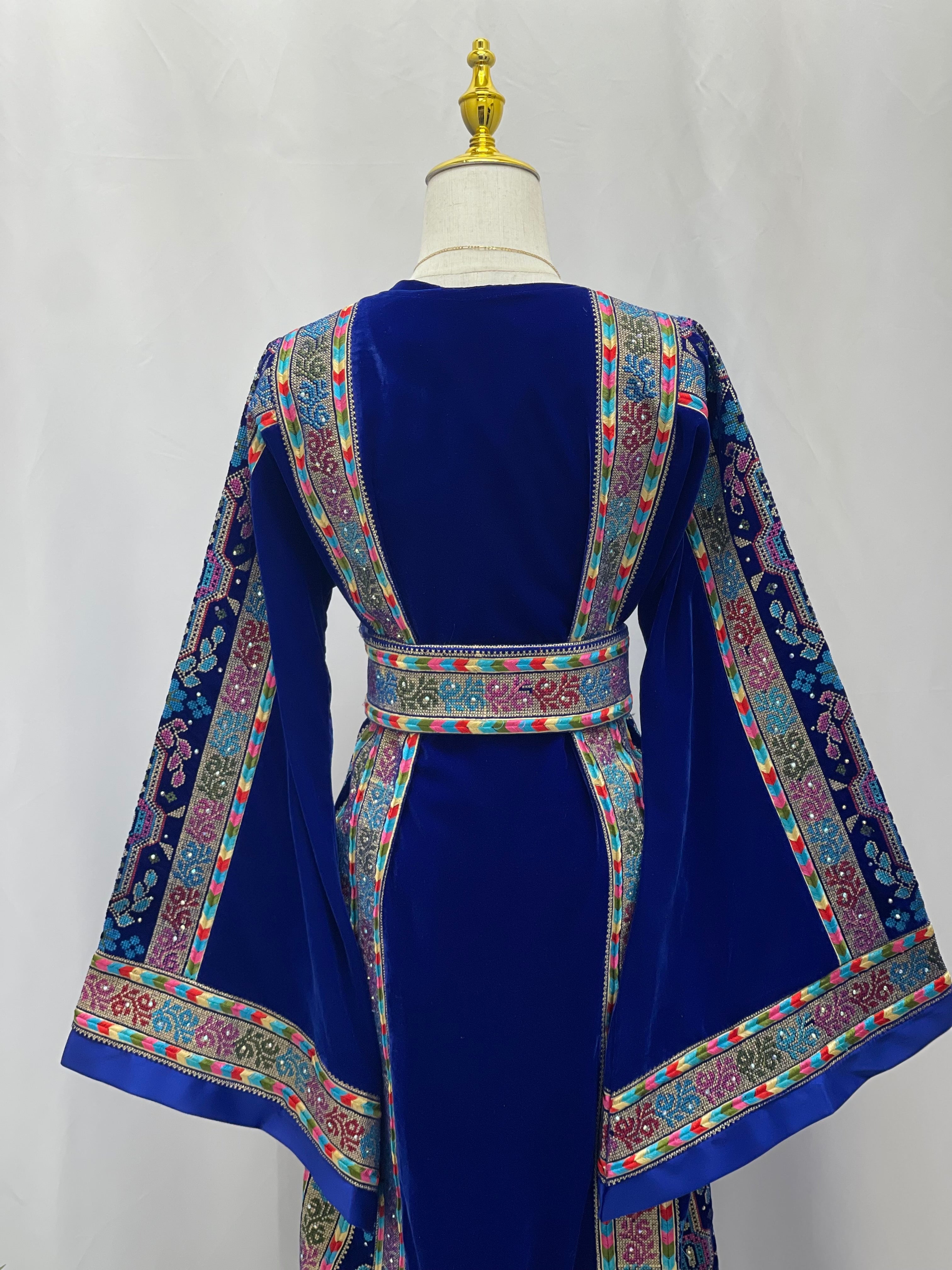 Royal Blue Embroidered Velvet