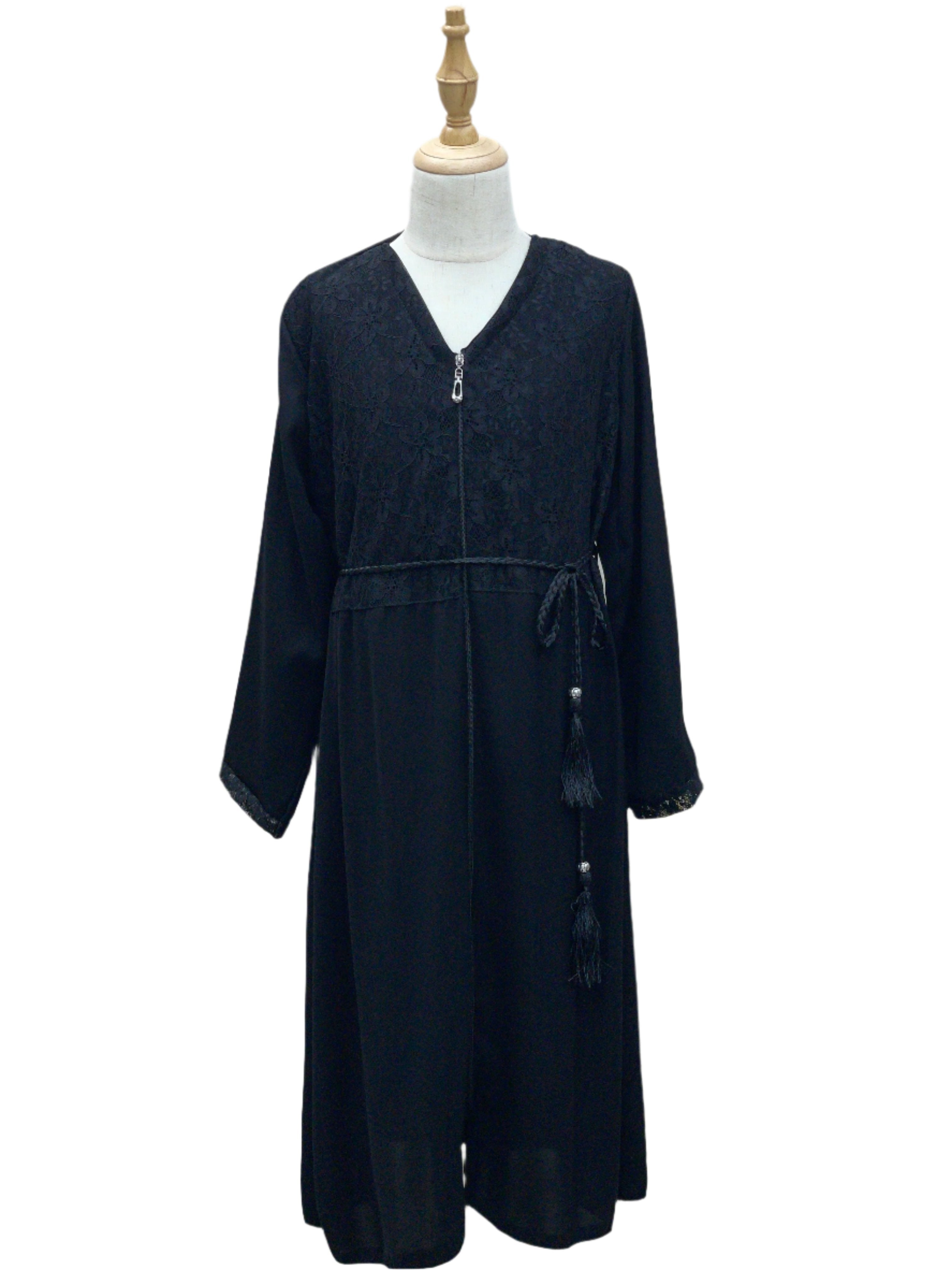 Flowered Tulle Zippered Kids Abaya: Style and Comfort for Young Fashionistas