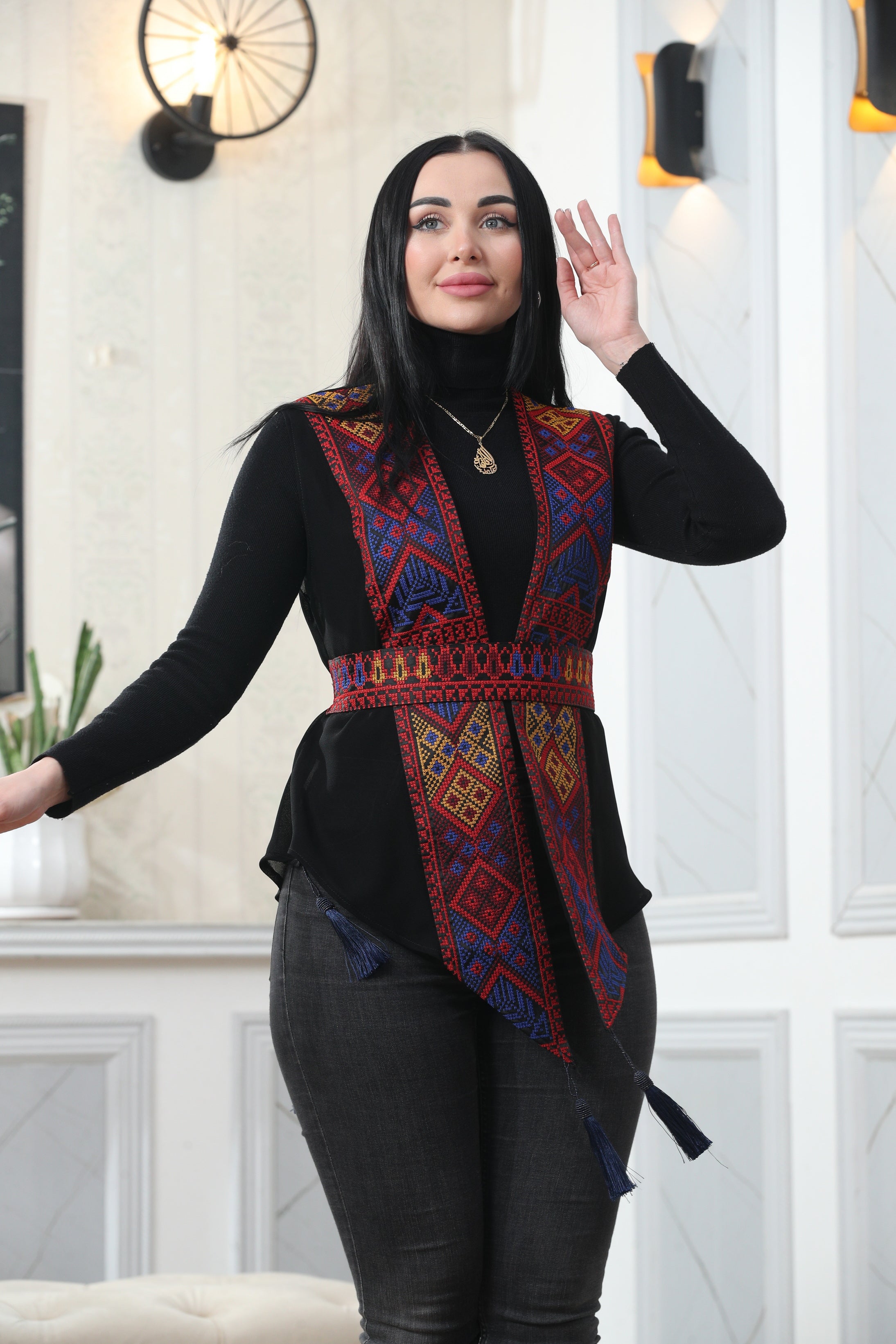 Chiffon Colorful Embroidered Vest - Vibrant & Stylish Layer