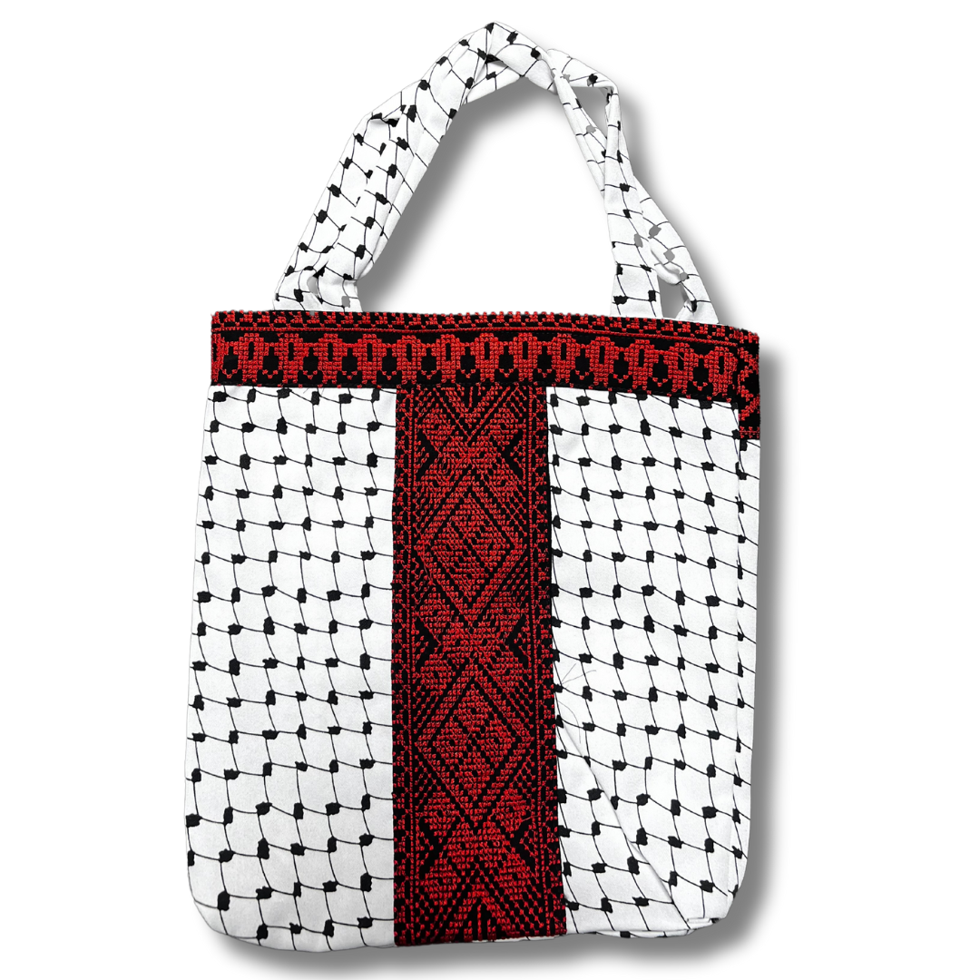 High-Quality Handmade Tatreez Tote Bags with Kufiyah Design: Durable and Spacious