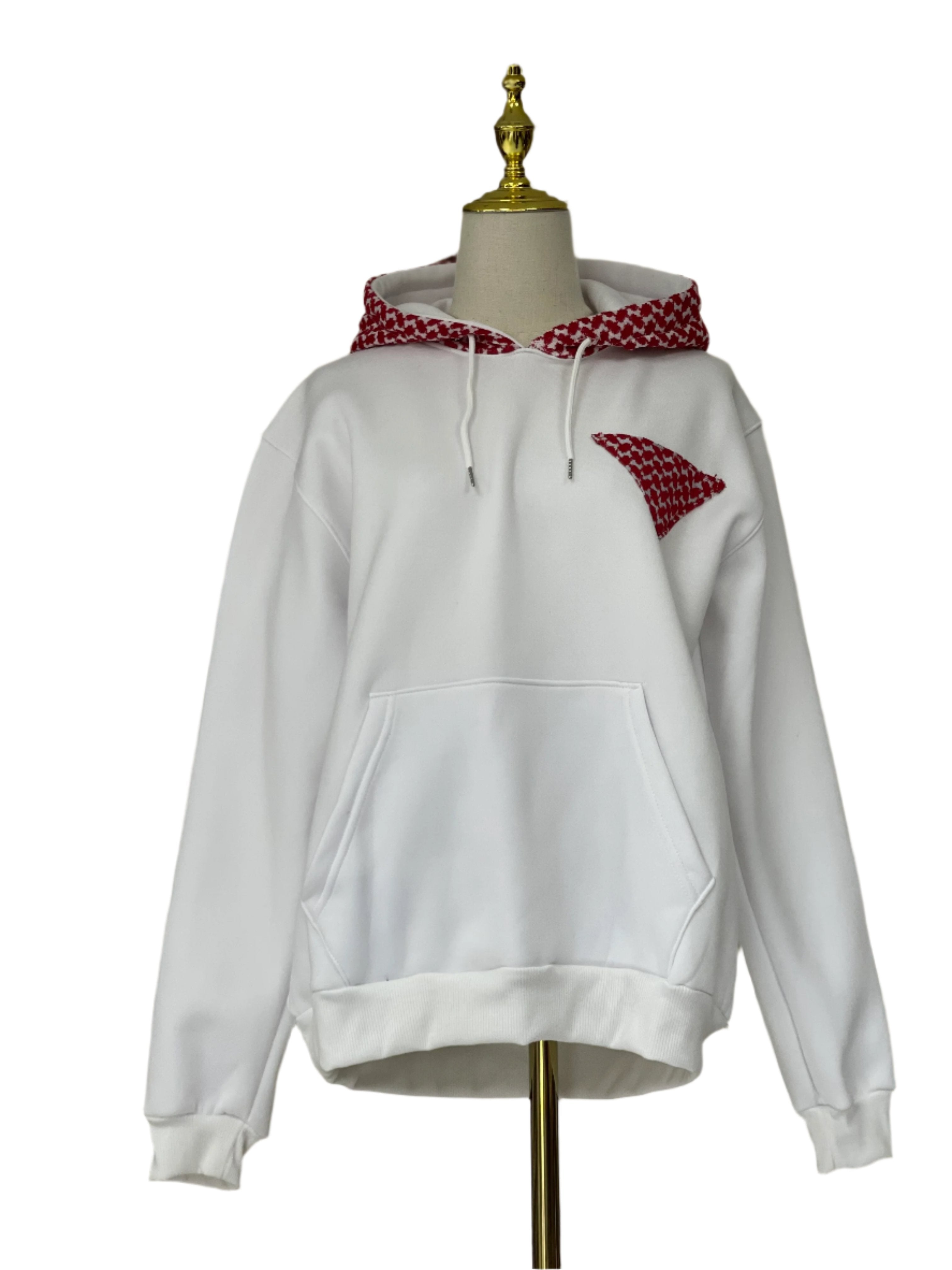 Bold Heritage: Red Kufiyeh Print Pull-Over Hoodie