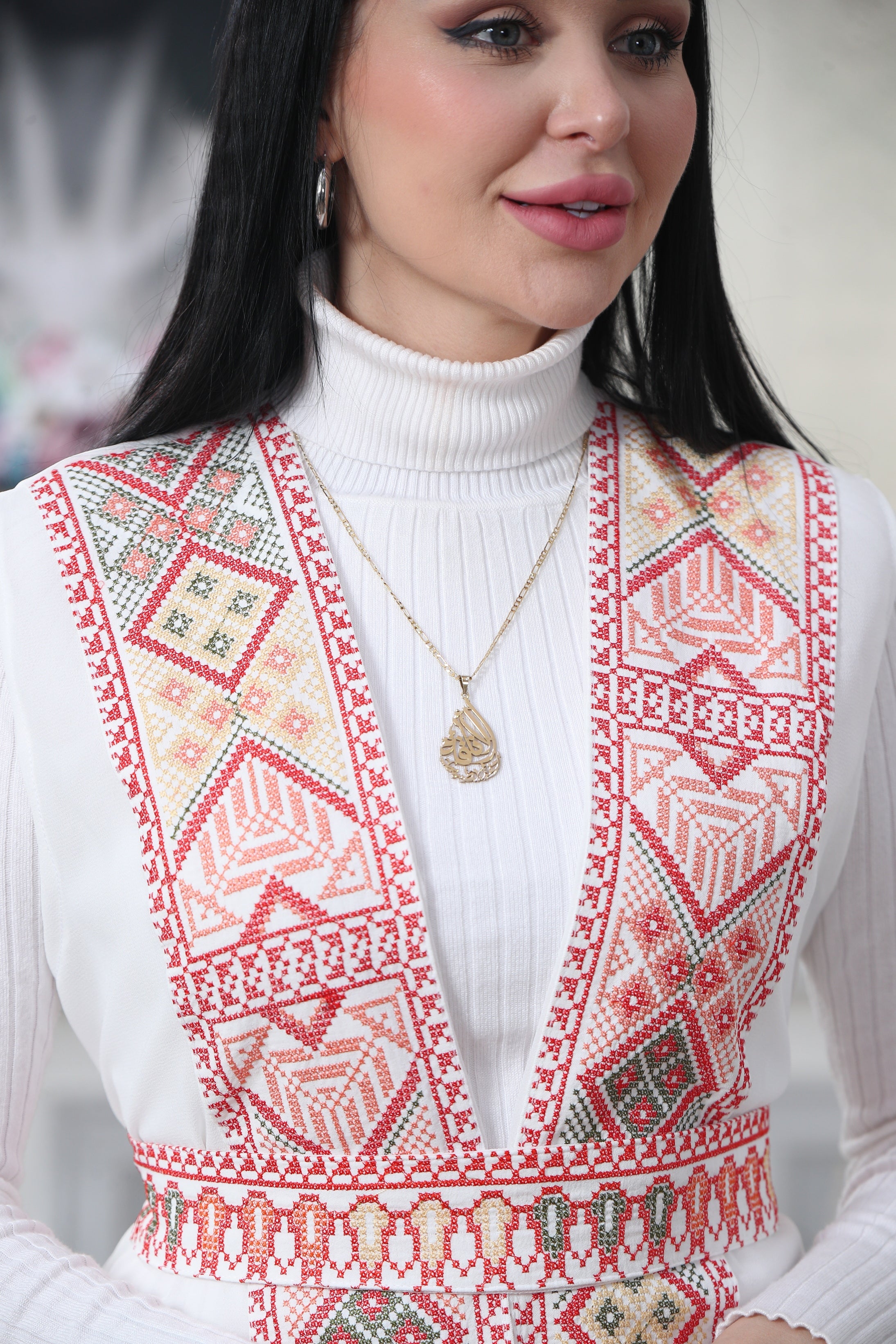 Embroidered Chiffon Vest With Tassels