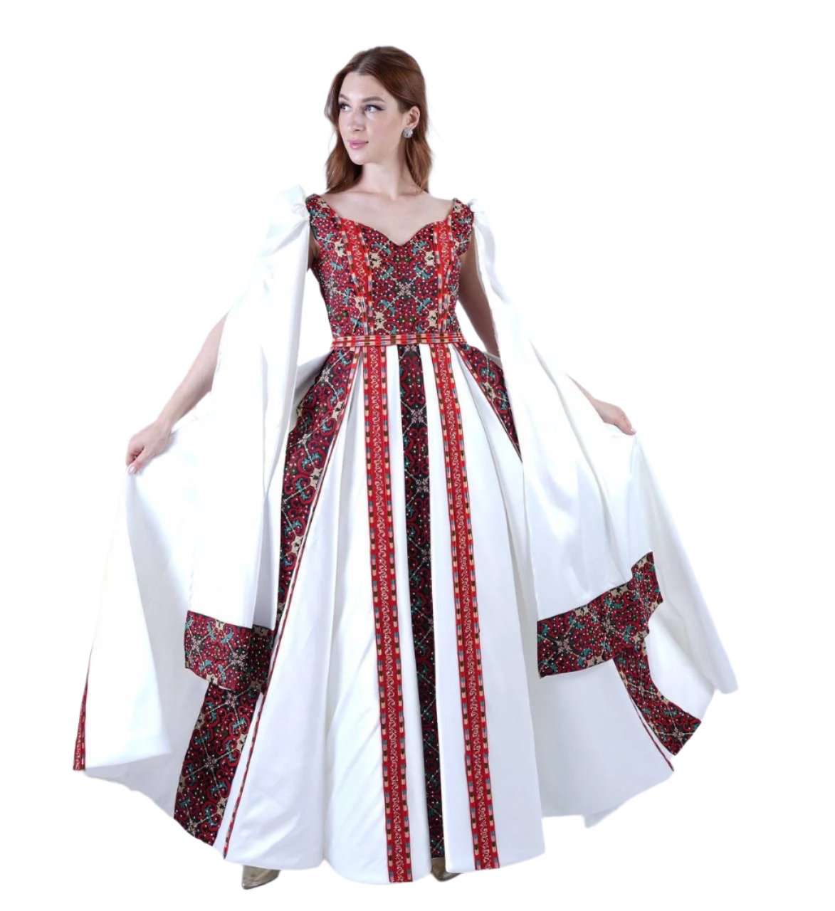 Intricate Tatreez Embroidery Ball Gown: Elegance and Cultural Heritage