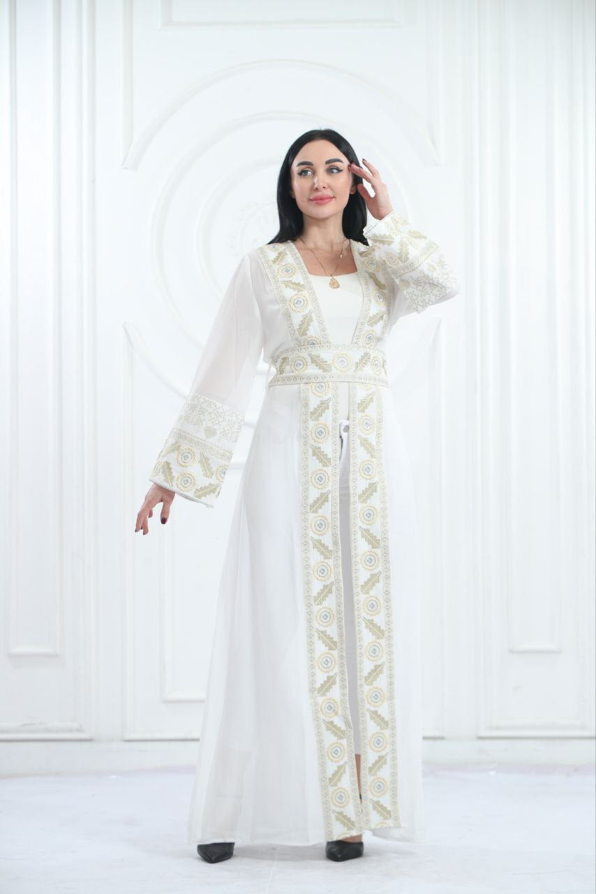 A Bisht Mad Of Chiffon Fabric Embroidered With Luxurious Reed  Golden Threads