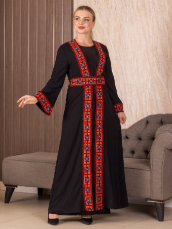 Embroidery Black-Red Cardigan