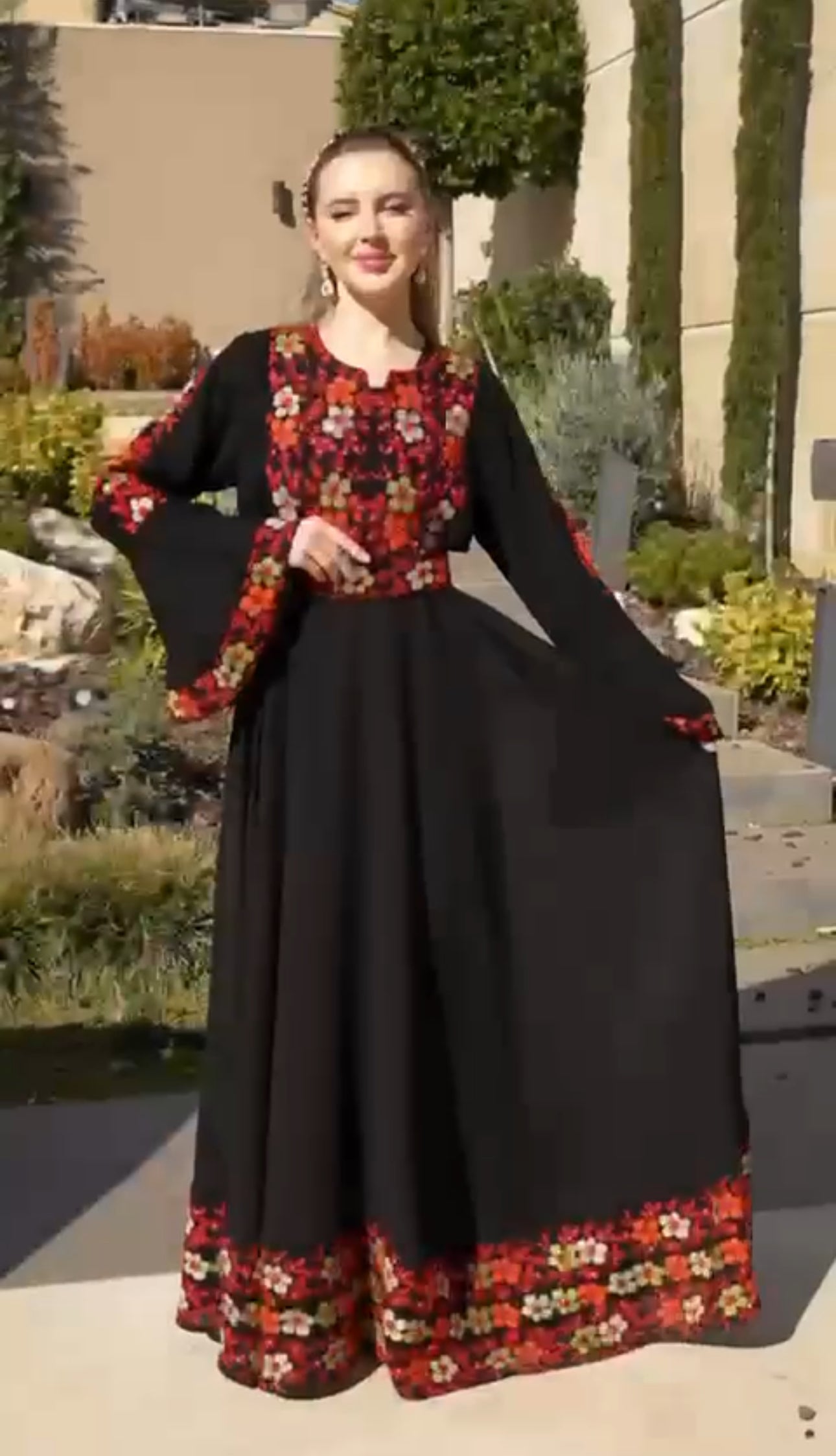 Elena Embroidery Wide Sleeves Dress