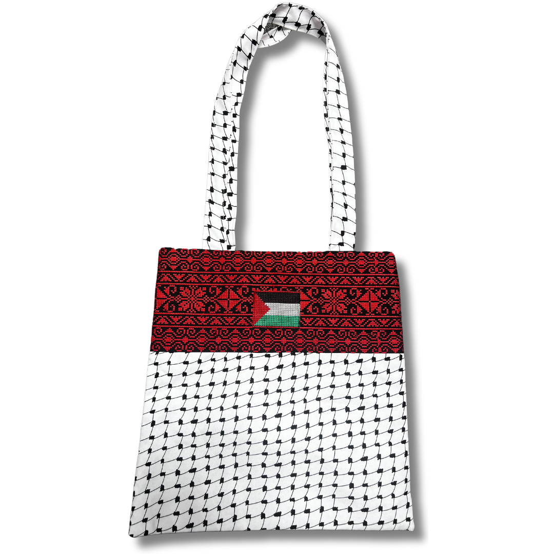 High-Quality Tote Bags with Tatreez and Kuffiyeh Embroidery: Spacious and Handmade