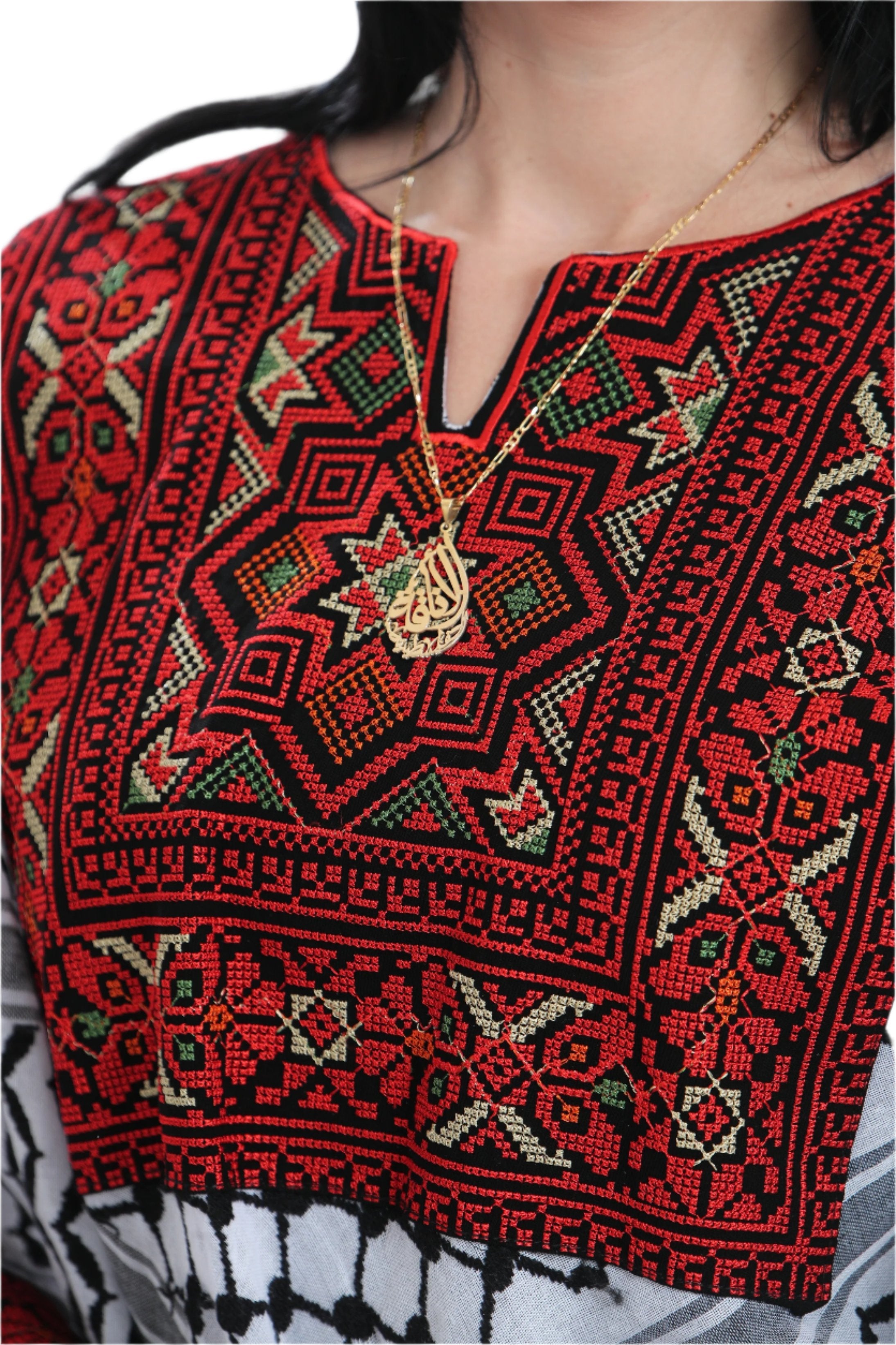 Heritage Embroidered Original Kuffiyeh Poncho - Women's Cultural Fashion