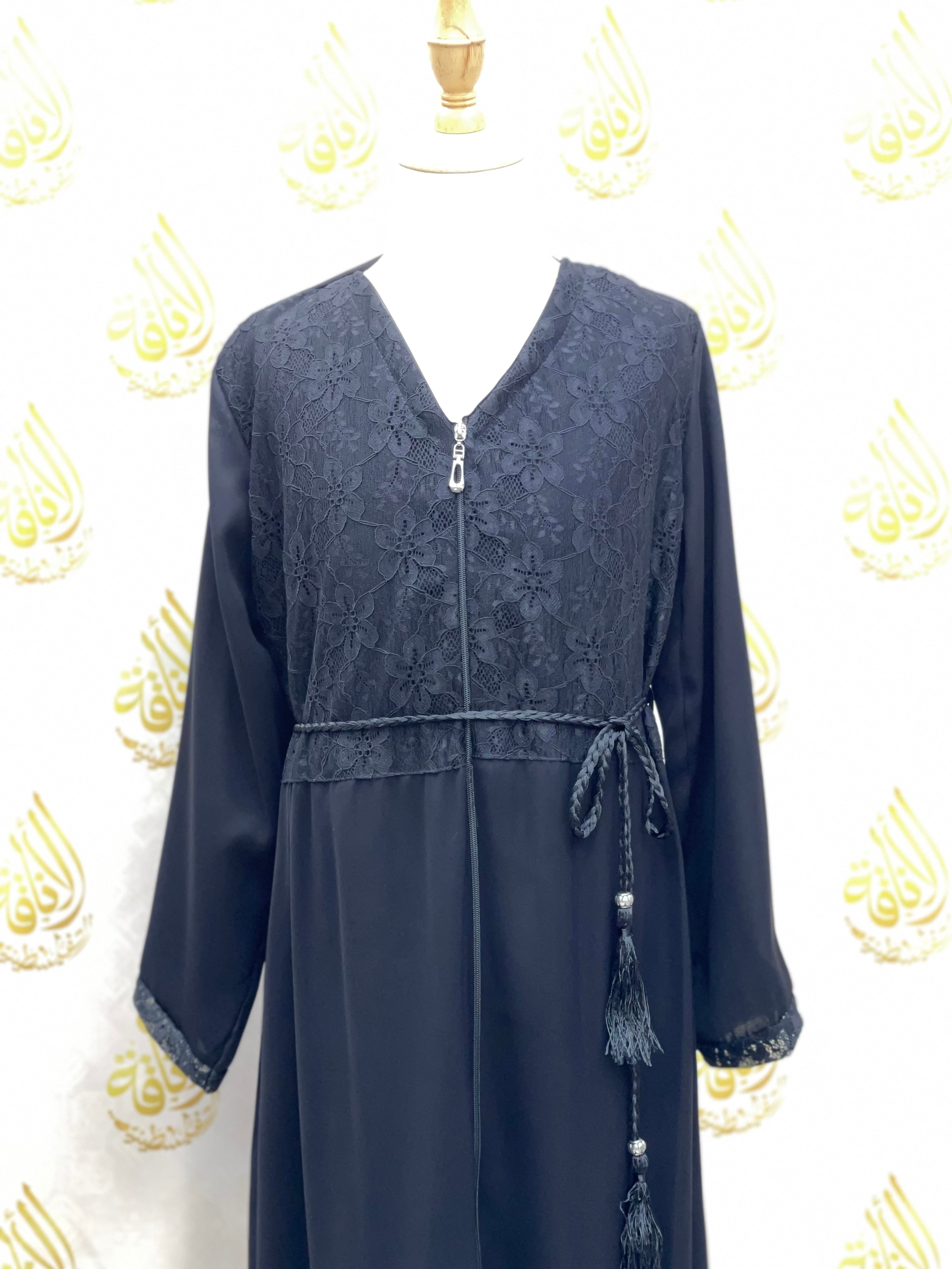 Flowered Tulle Zippered Kids Abaya: Style and Comfort for Young Fashionistas