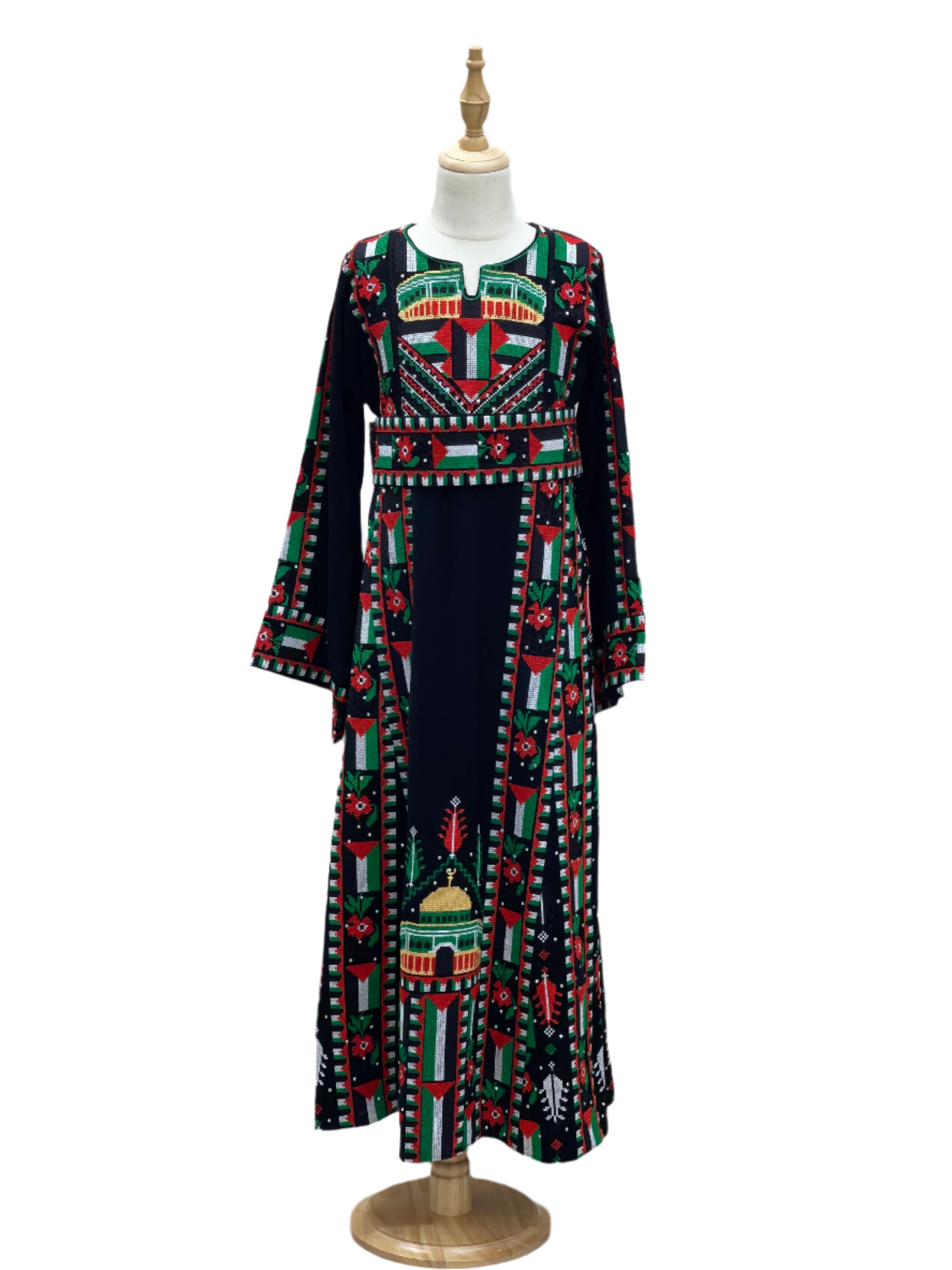 Kids Palestinian & Proud Embroidered Thoub - Celebrate Heritage with Style