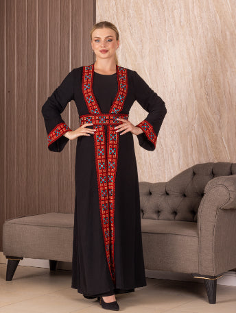 Embroidery Black-Red Cardigan