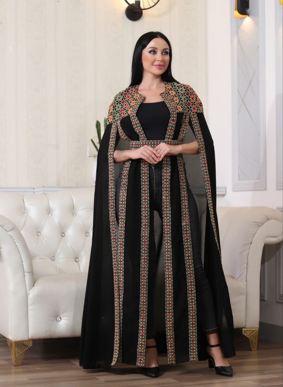 Multi-Color Embroidered Star Bisht – Elegant and Stylish Wardrobe Essential