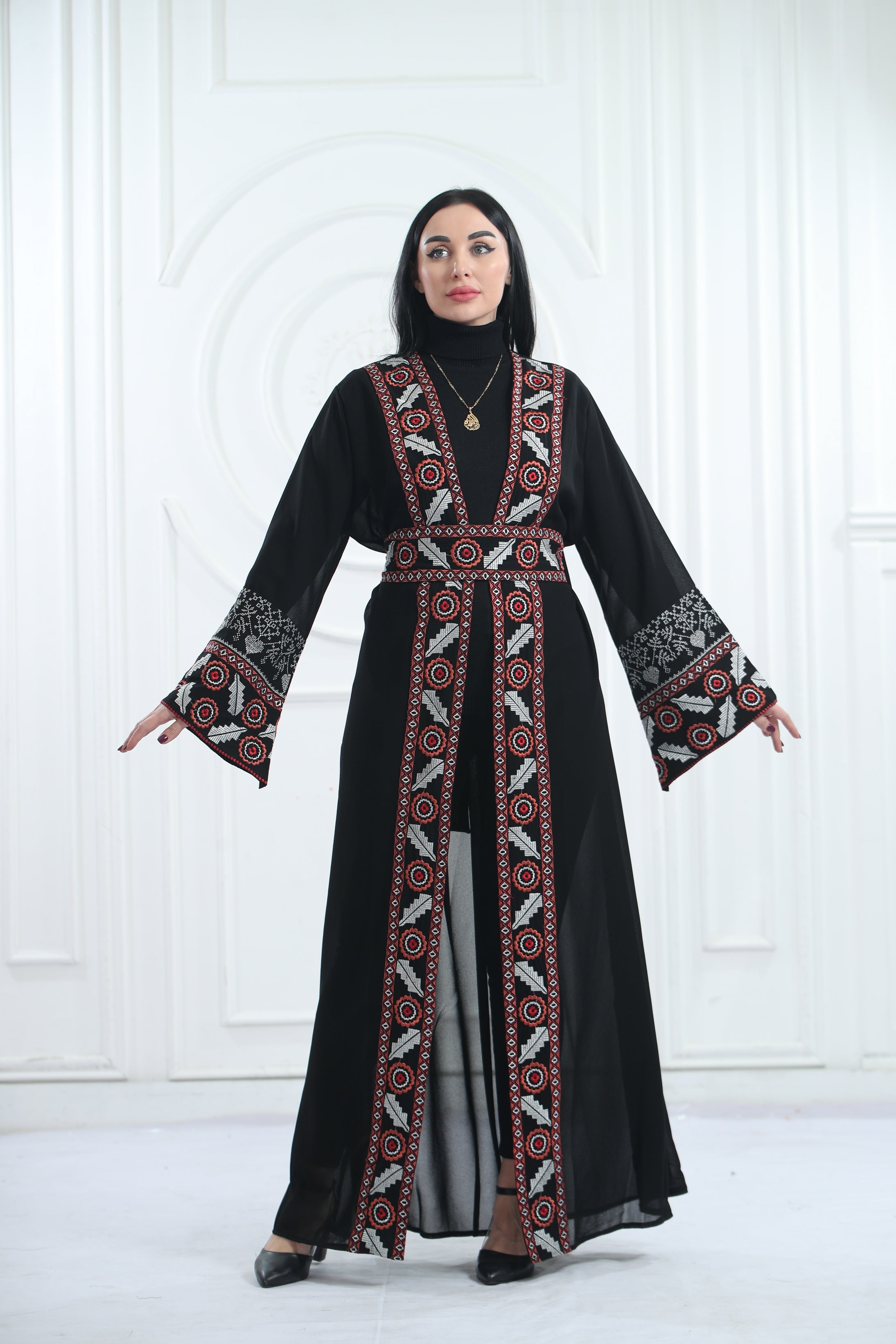 A Bisht Mad Of Chiffon Fabric Embroidered With Luxurious Reed  Golden Threads