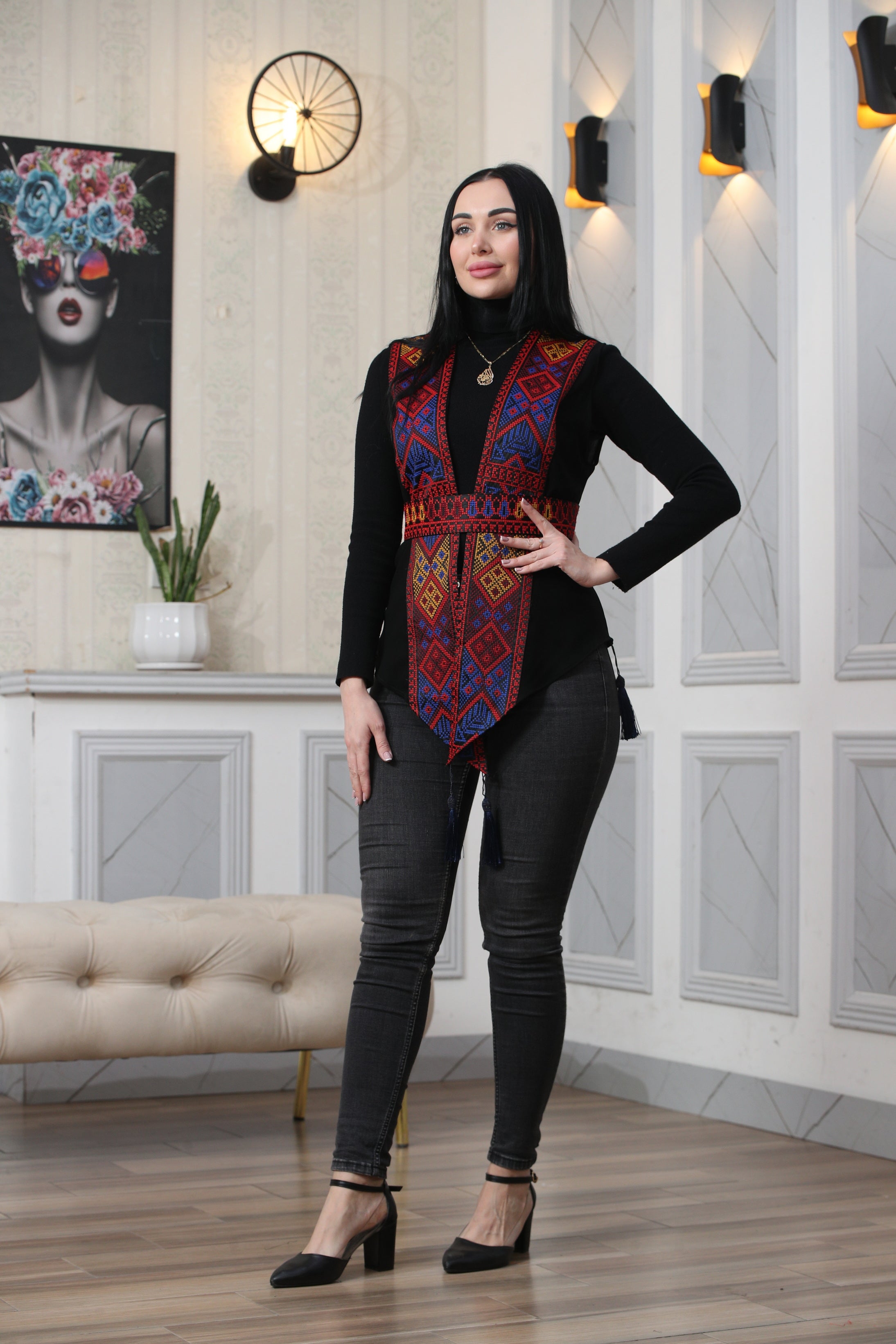 Chiffon Colorful Embroidered Vest - Vibrant & Stylish Layer