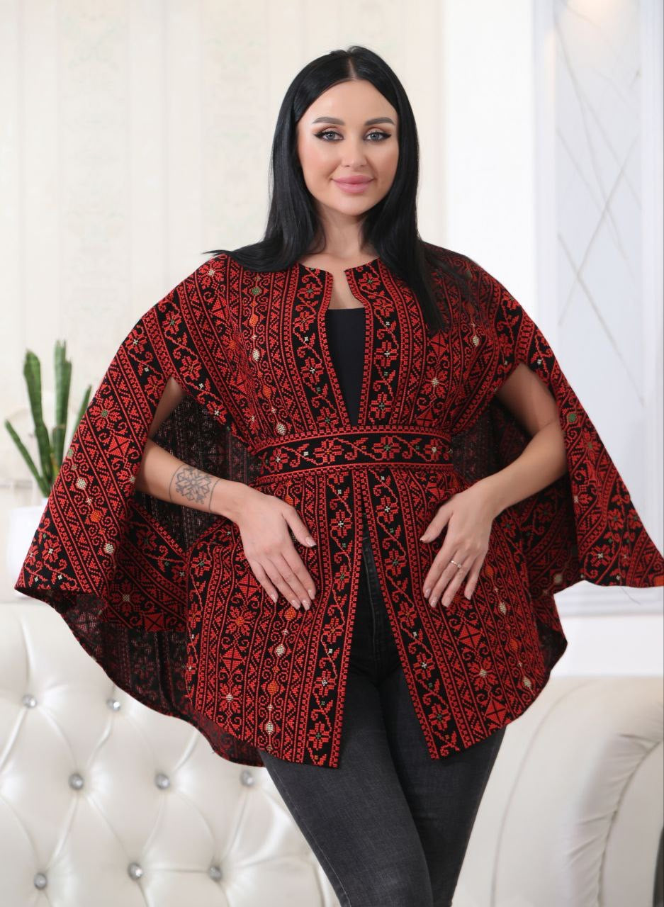 Elegant Heritage Embroidered Cape - Timeless Style & Comfort