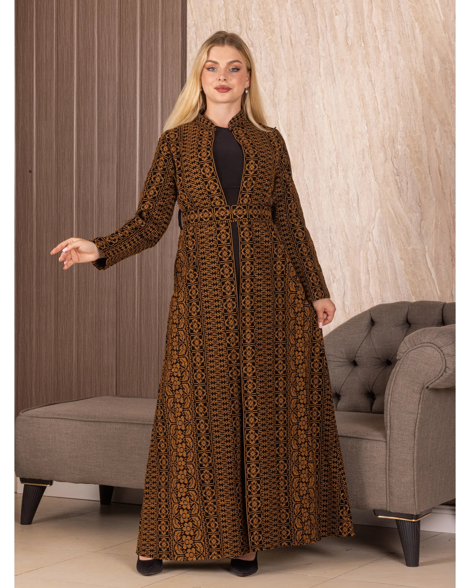 Long Embroidered Cardigan: Elegance and Versatility Palestinian Elegance