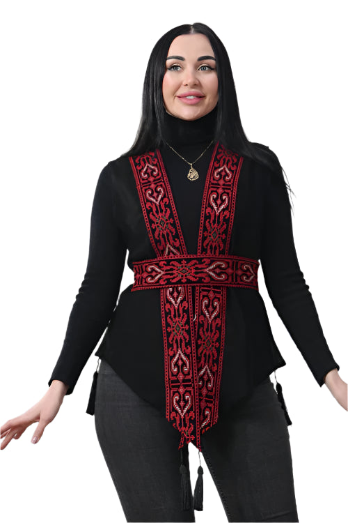 Stylish Brilliance: Chiffon Vest with Vibrant Embroidery