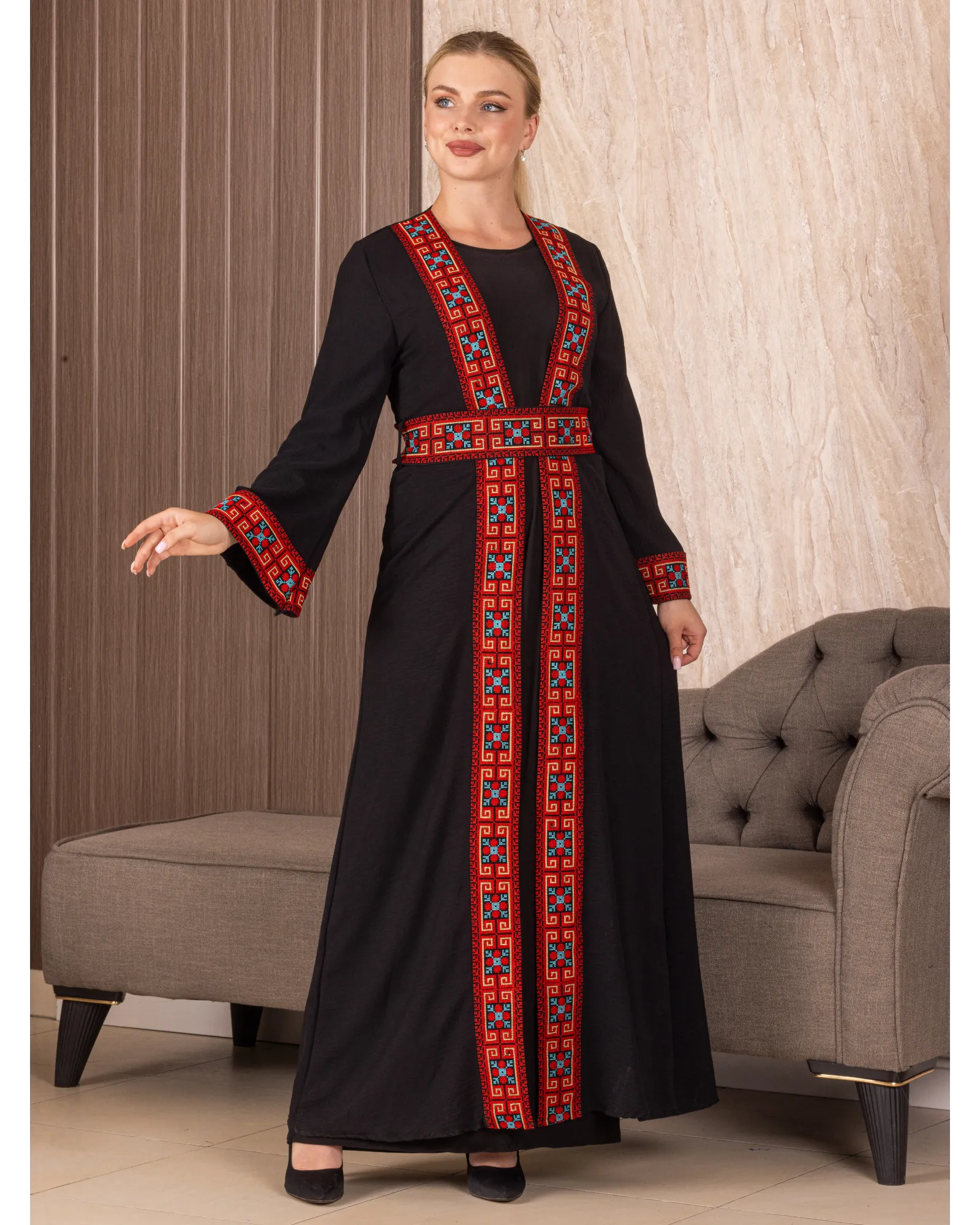 Embroidery Black-Red Cardigan: Timeless Elegance and Versatility