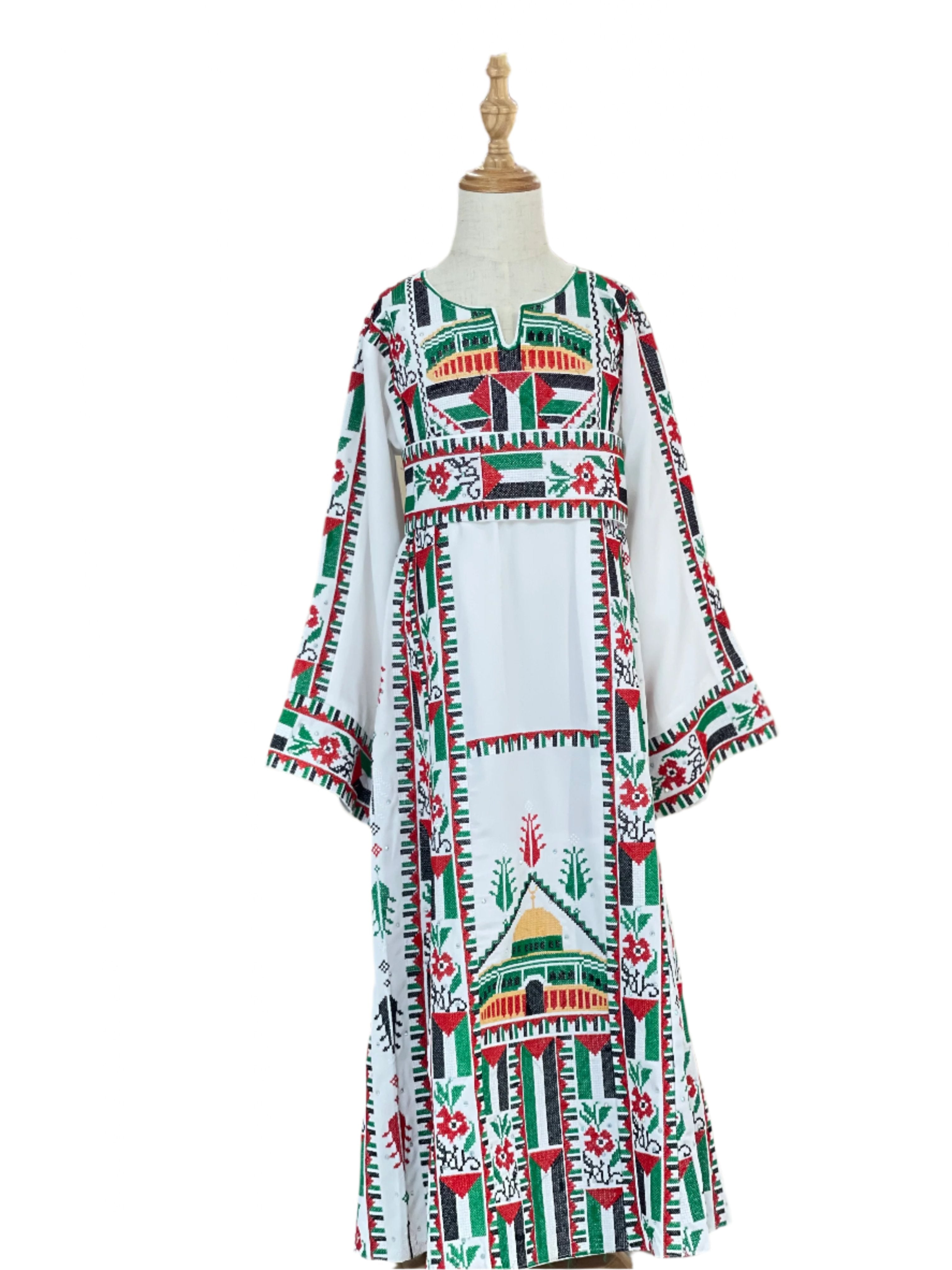 Kids Palestinian & Proud Embroidered Thoub - Celebrate Heritage with Style