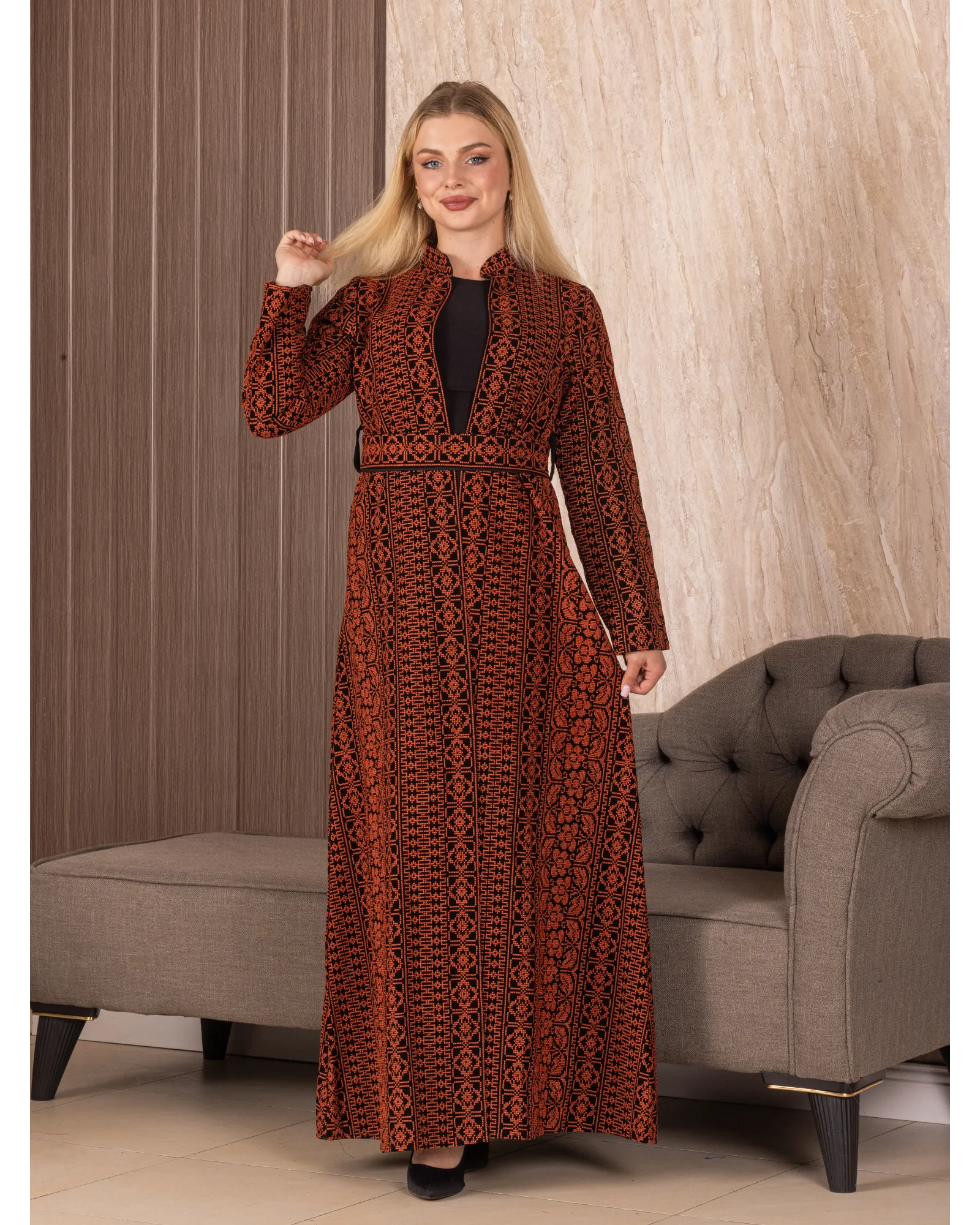 Long Embroidered Cardigan: Elegance and Versatility Palestinian Elegance