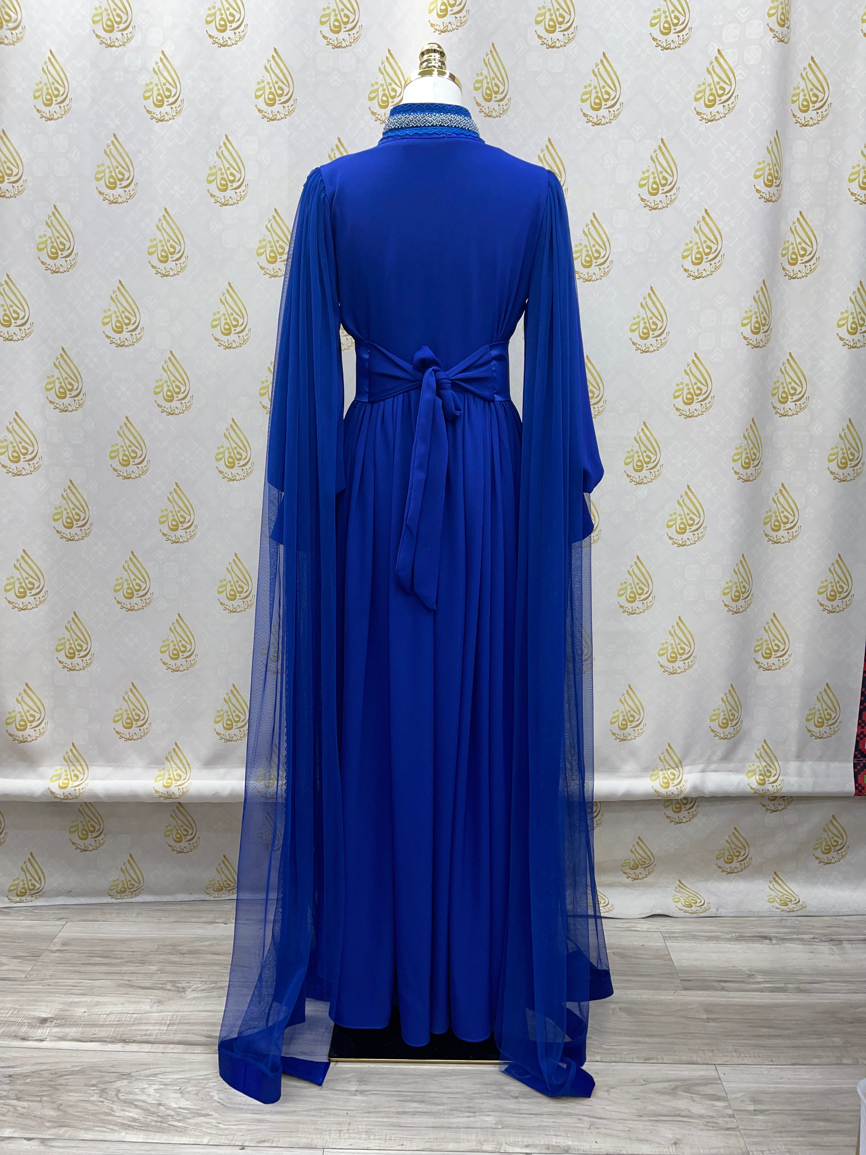 Cloak Sleeves Formal Dress with beads & Pearls