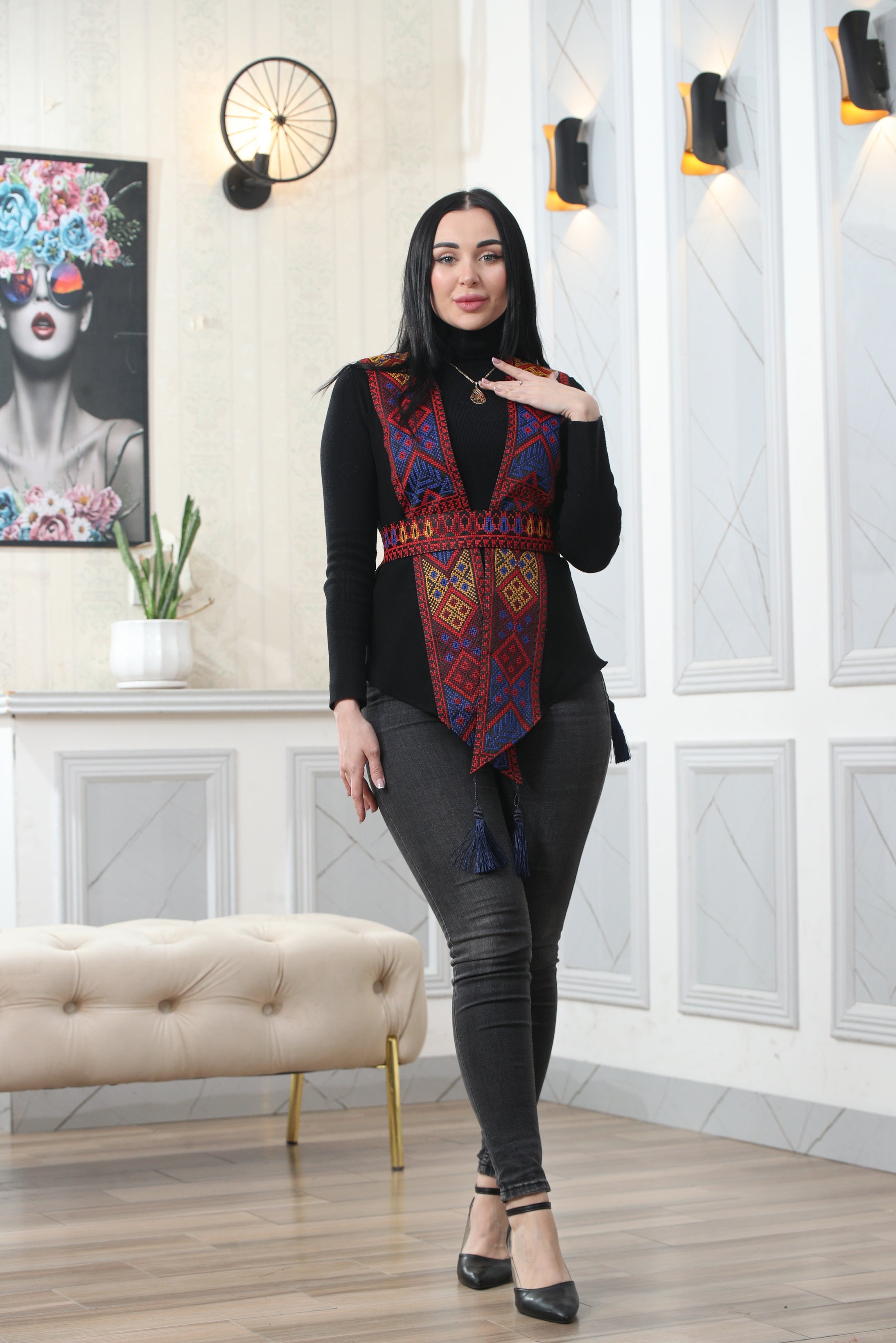 Chiffon Colorful Embroidered Vest - Vibrant & Stylish Layer