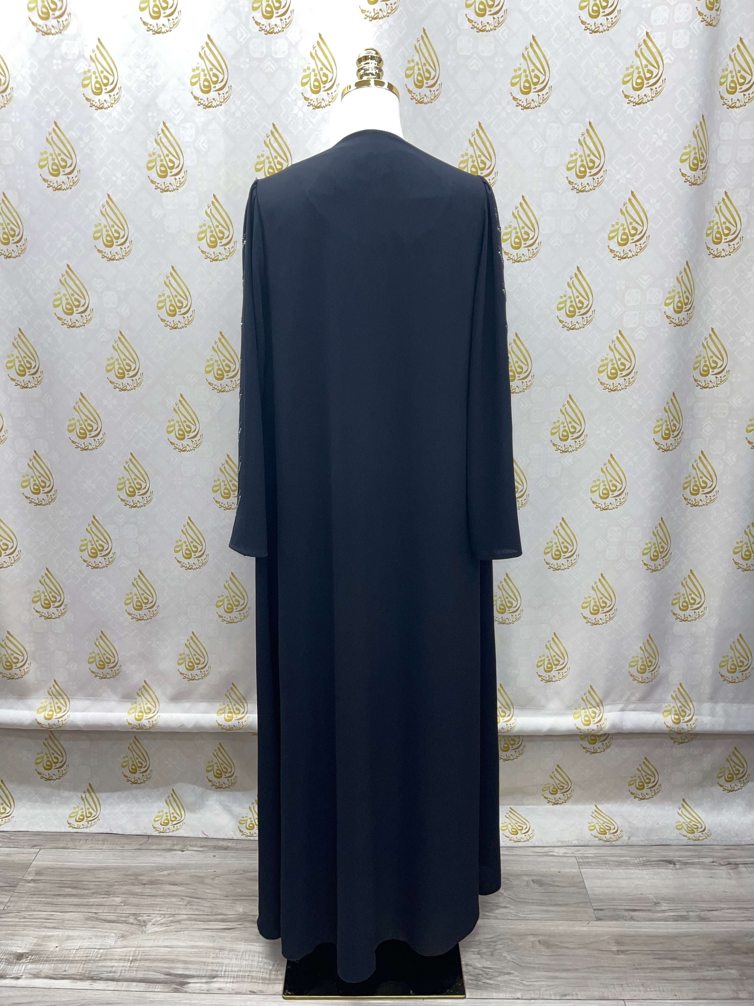 Black Abaya 2PC with Strass: Elegance and Glamour in Every Detail