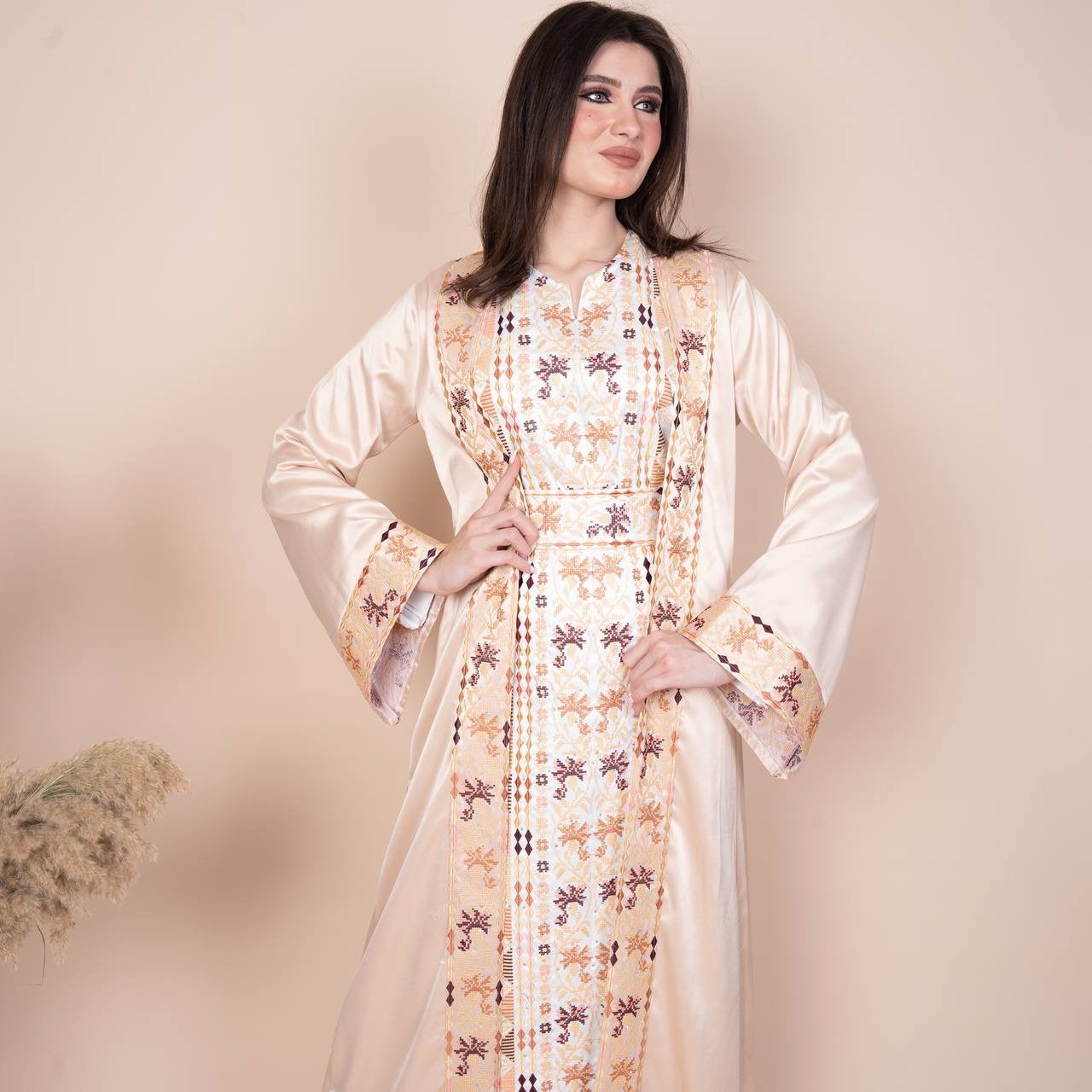 Embroidery Satin Kaftan