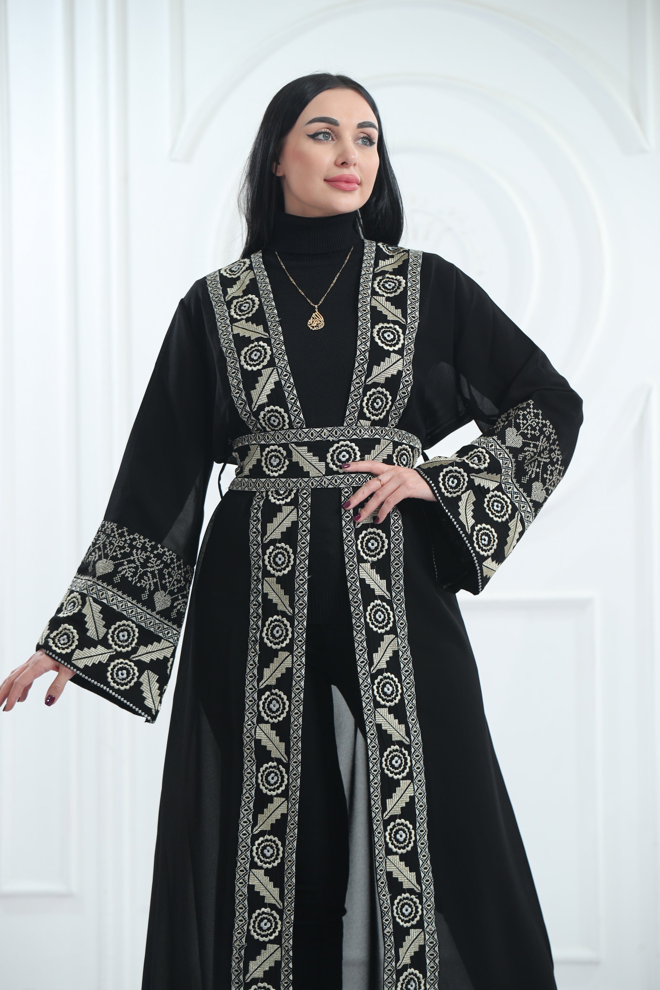 A Bisht Mad Of Chiffon Fabric Embroidered With Luxurious Reed  Golden Threads