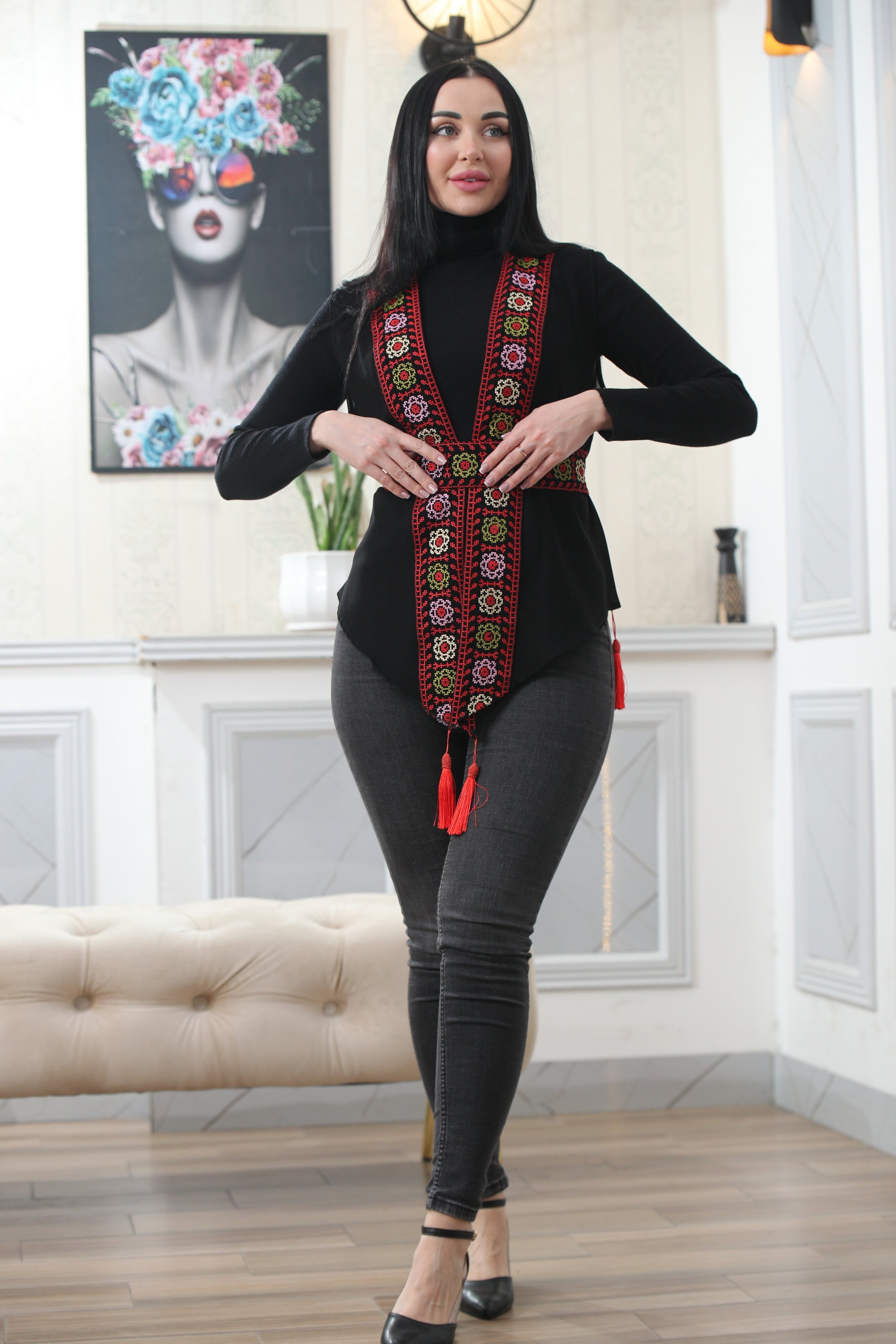 Chiffon Colorful Embroidered Vest - Vibrant & Stylish Layer