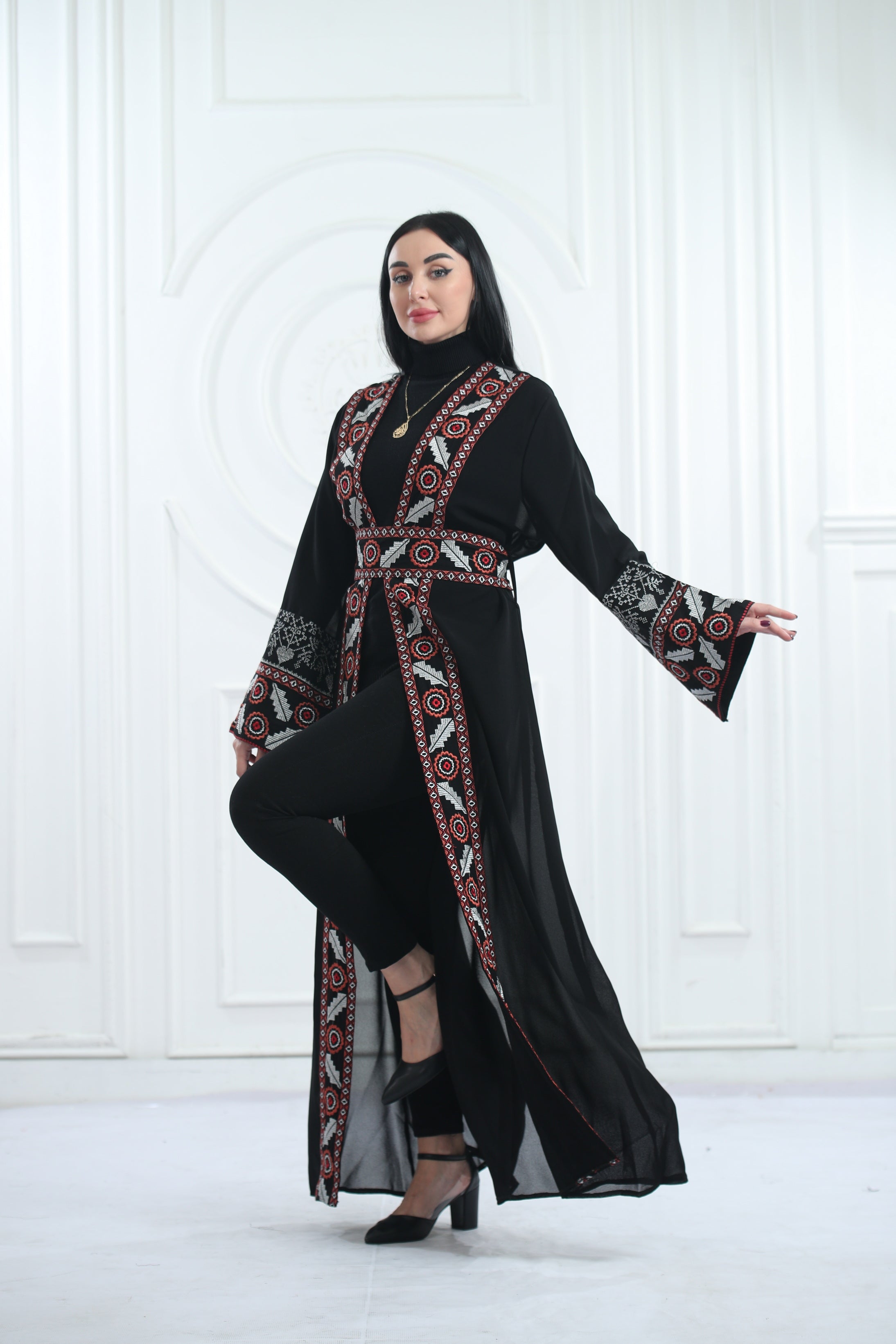 A Bisht Mad Of Chiffon Fabric Embroidered With Luxurious Reed  Golden Threads