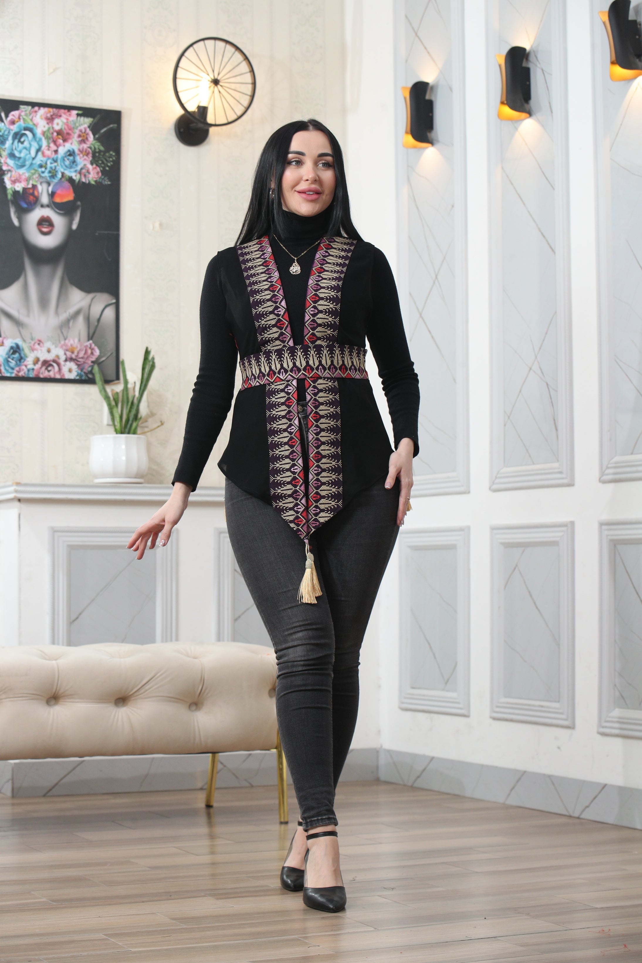 Chiffon Colorful Embroidered Vest - Vibrant & Stylish Layer