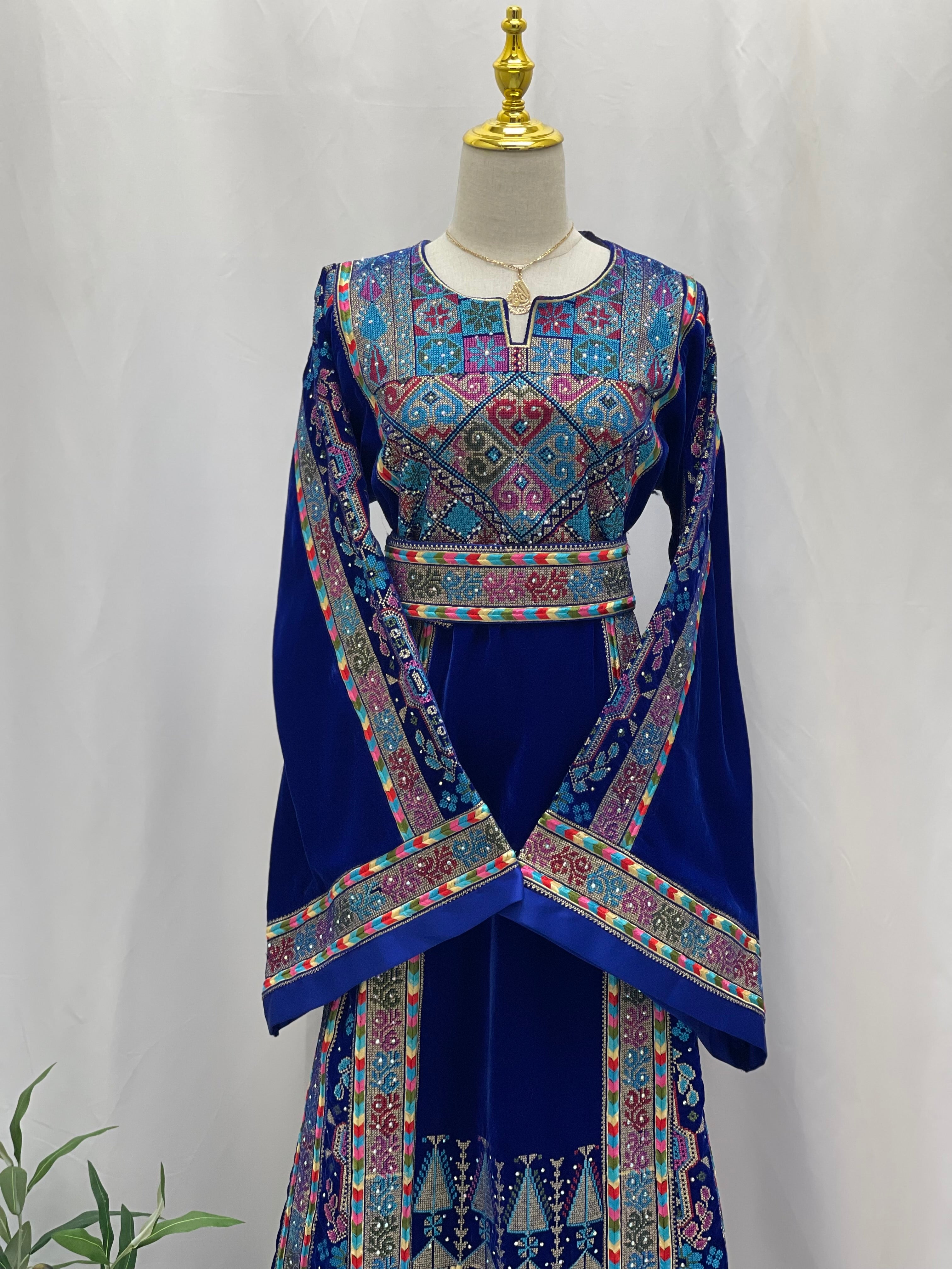 Royal Blue Embroidered Velvet