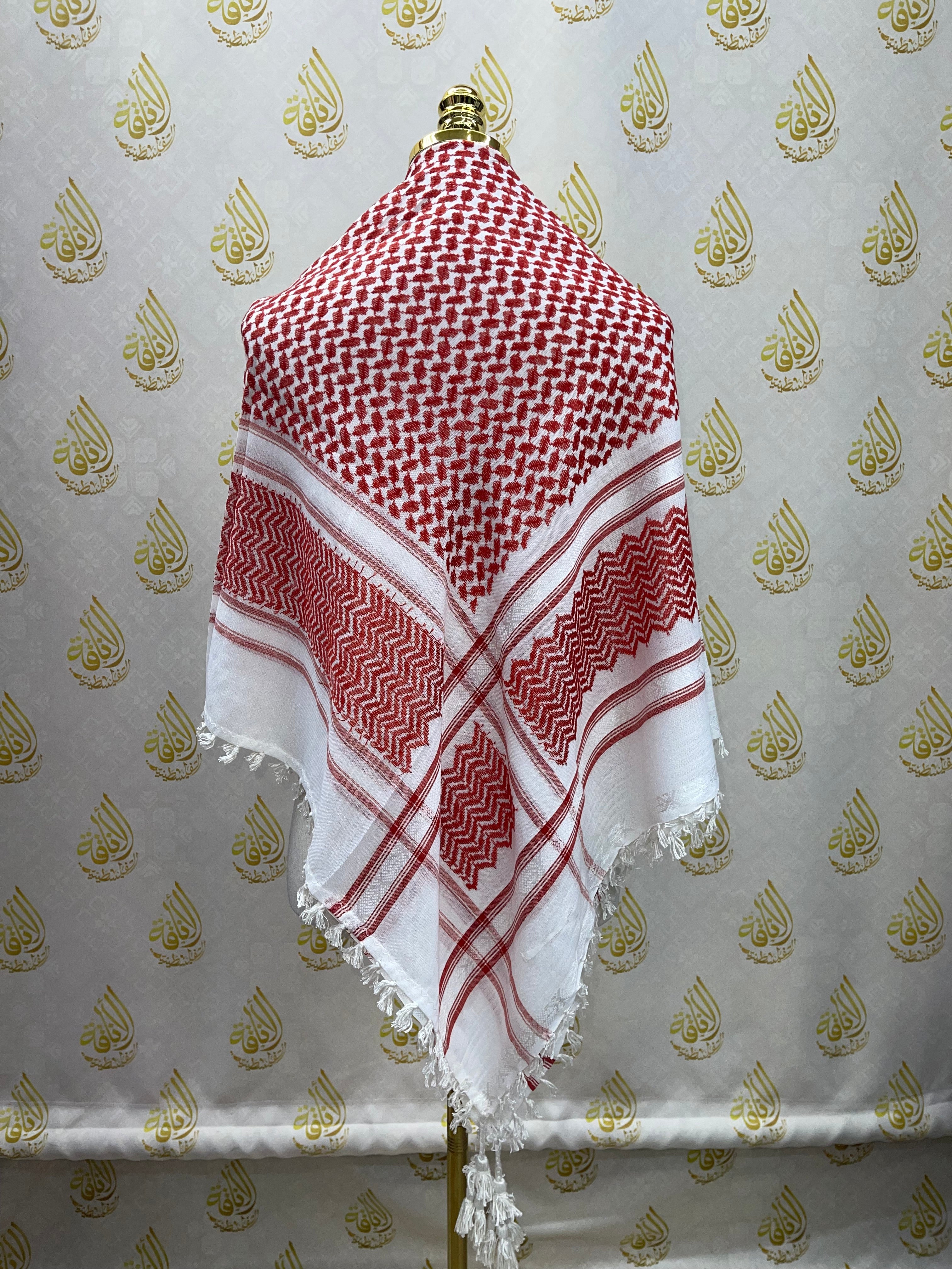 High-Quality Red and White Kuffiyeh – Elegant and Versatile Wardrobe Essential