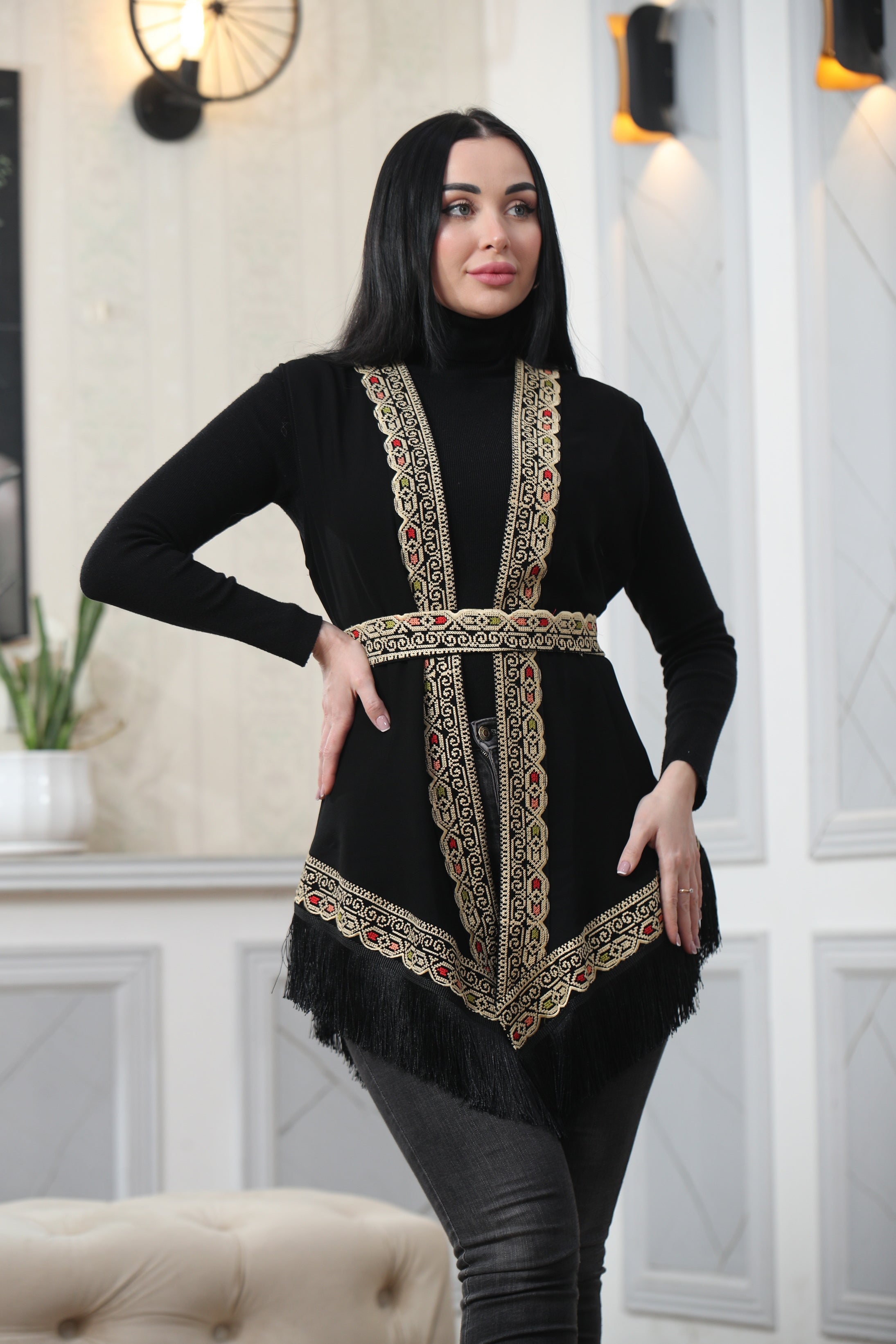 Embroidered Chiffon Vest