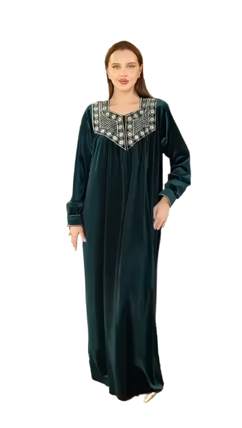 Embroidered Velvet Abaya - Women's Luxurious and Elegant Fashion