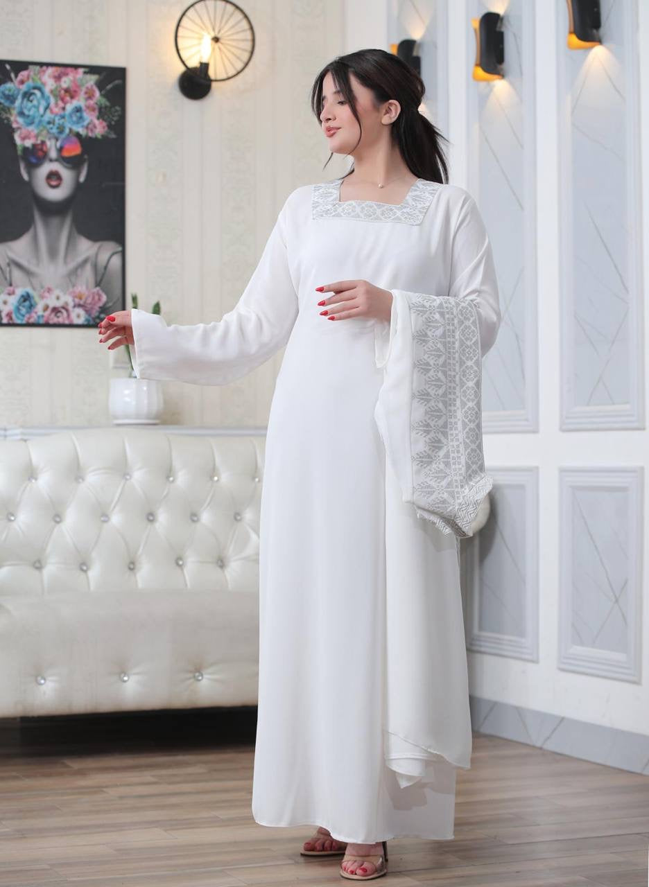 Luxurious Sanabel Kaftan Set - Gold & Silver Reed Silk Elegance